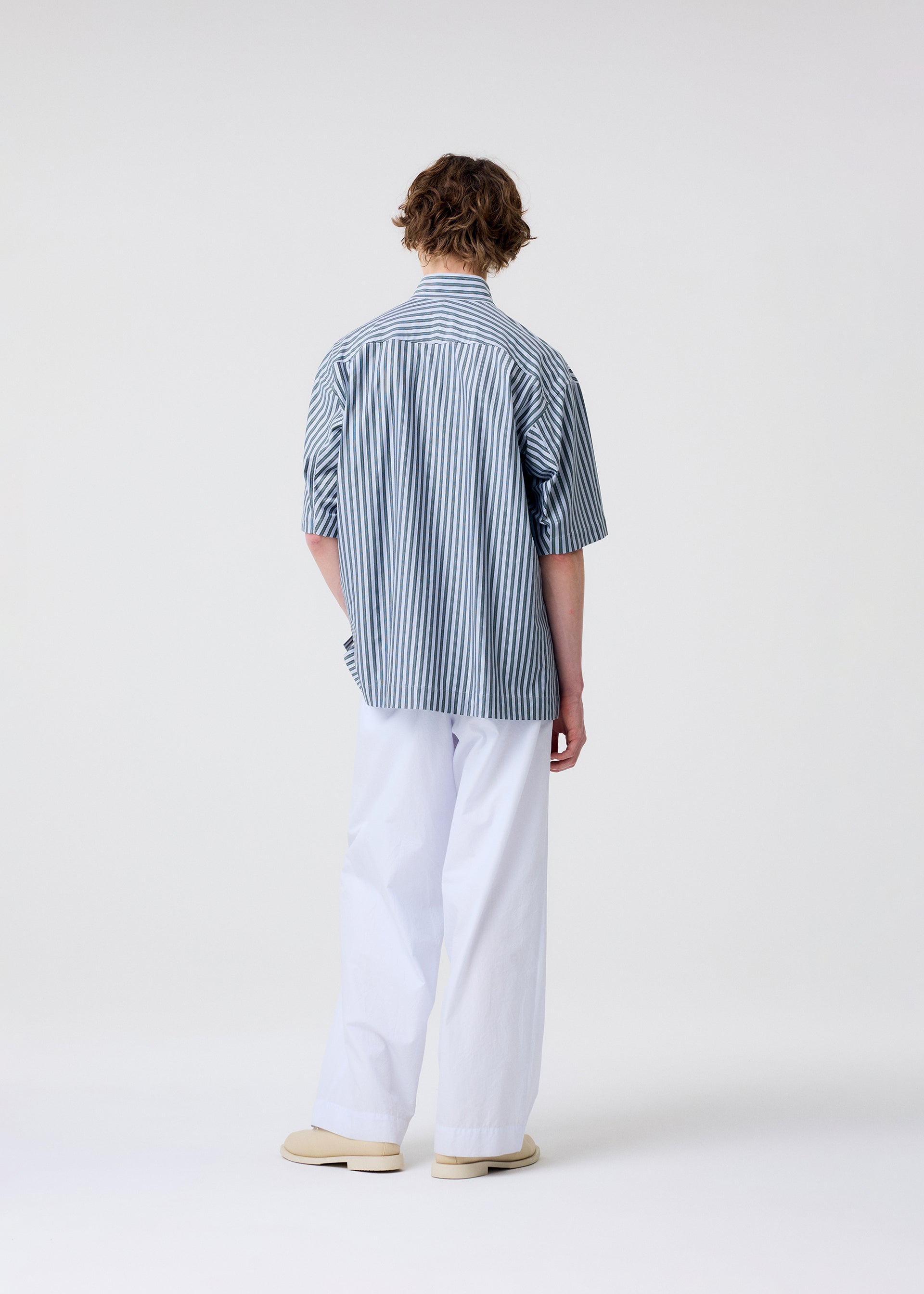 Homme Plissé Issey Miyake Freshen kalhoty White široké plisované
