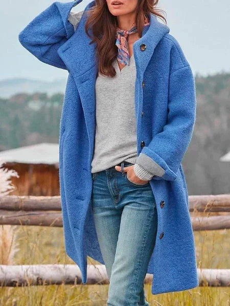 Norielle oversize kabát s kapucí černý dlouhý