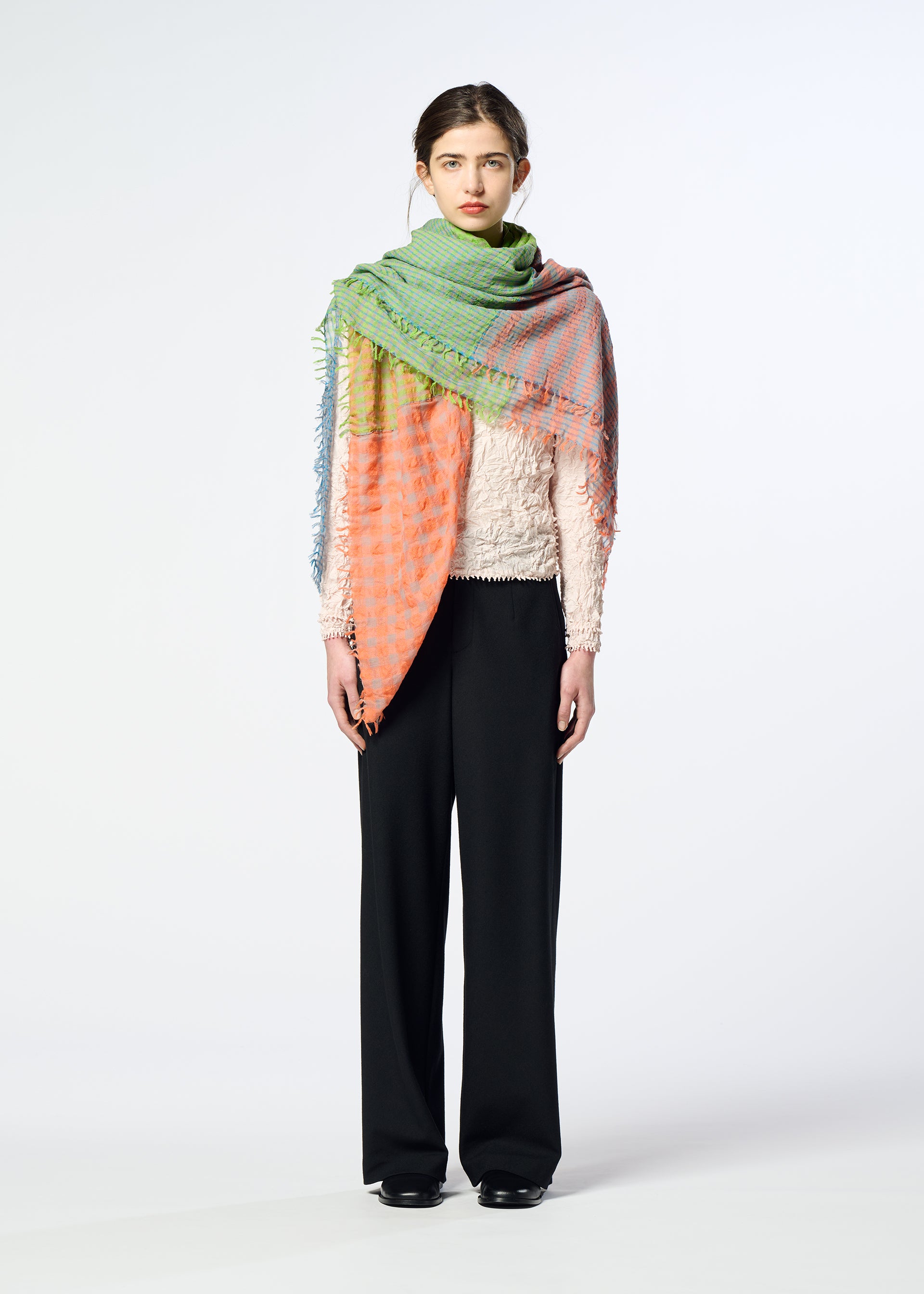 Issey Miyake Triply Square Stole štola monochrome vlněná