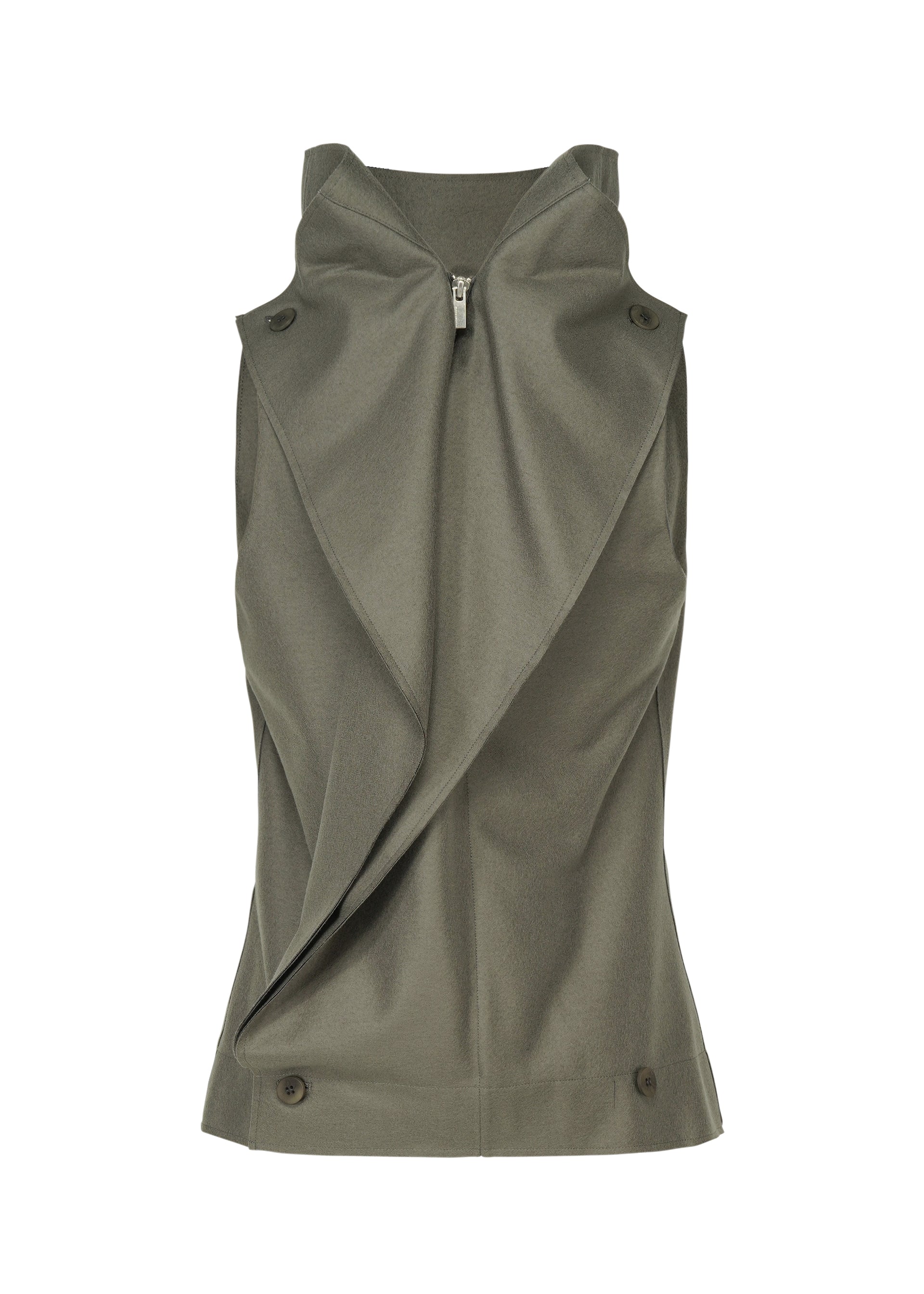 Issey Miyake Shell top bílý bez rukávů jersey