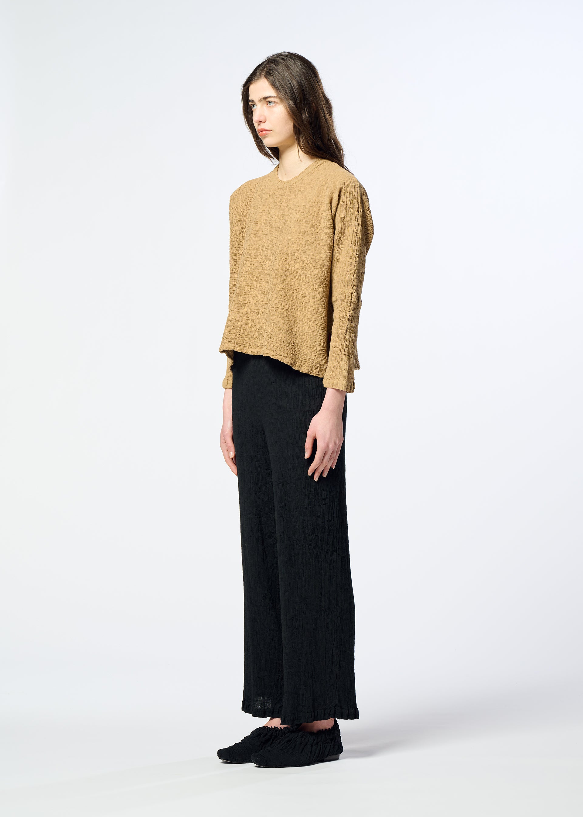 Issey Miyake Kyo Chijimi 2Way top ivory s dlouhým rukávem