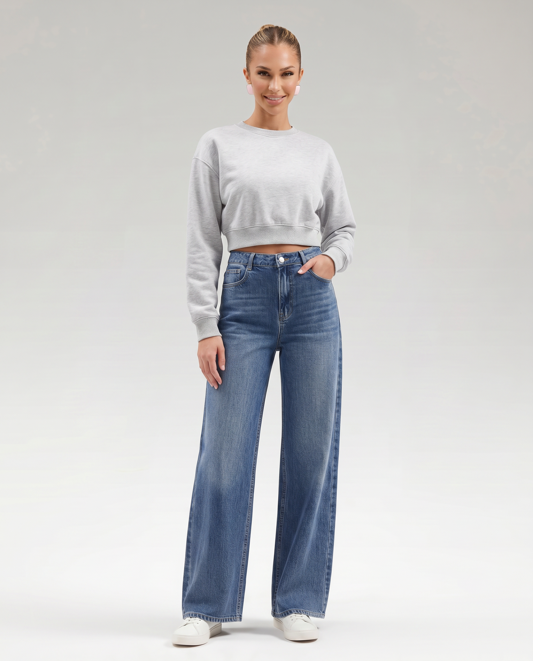 Norielle wide leg džíny s vysokým pasem světle modré