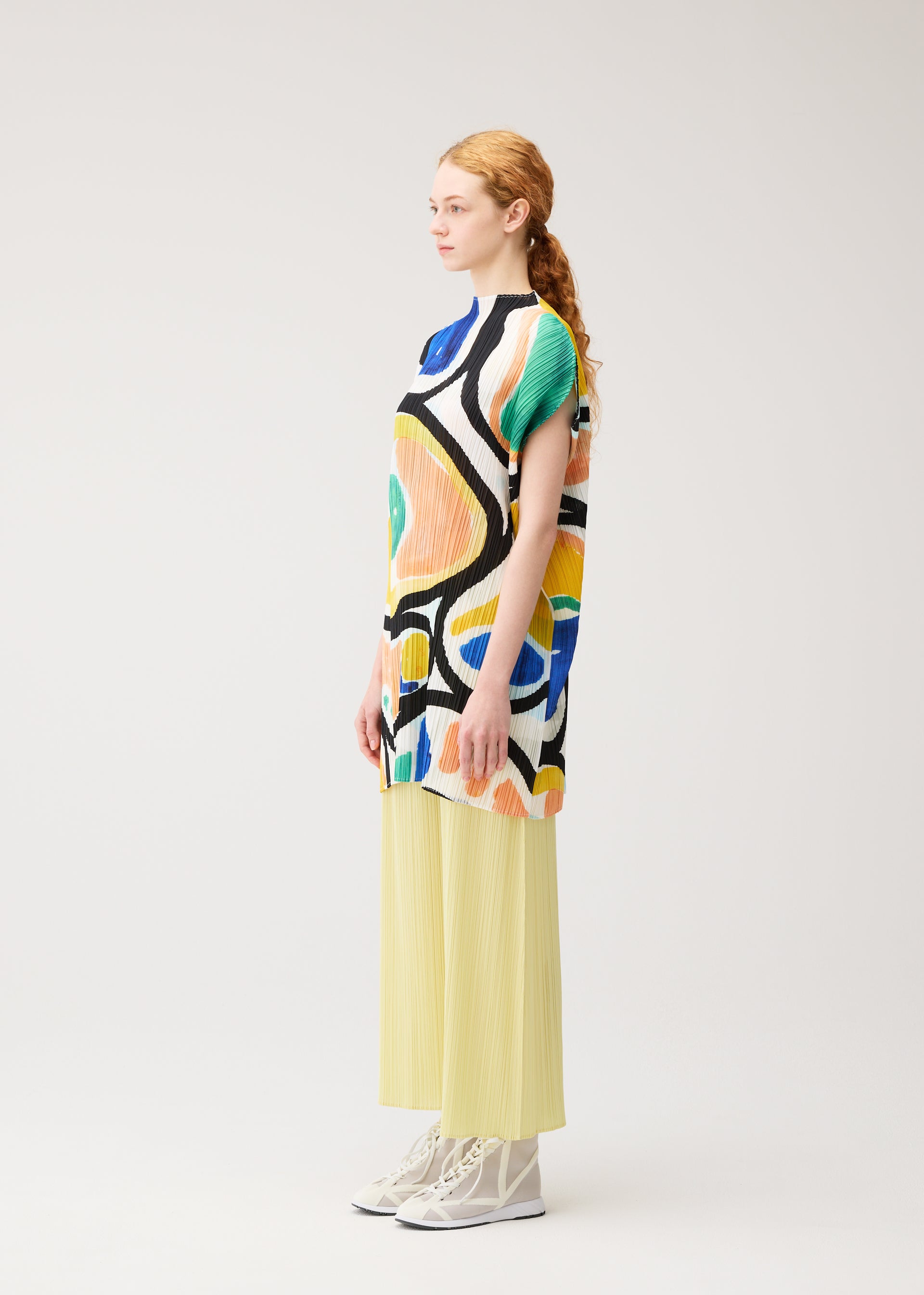 Issey Miyake Pleats Please Roll tunika modrá plisovaná