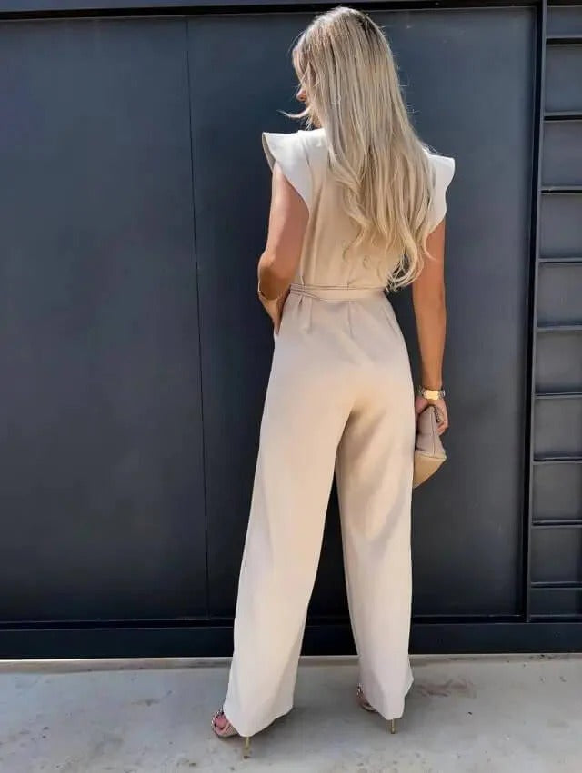 Norielle elegantní overal bez rukávů béžová