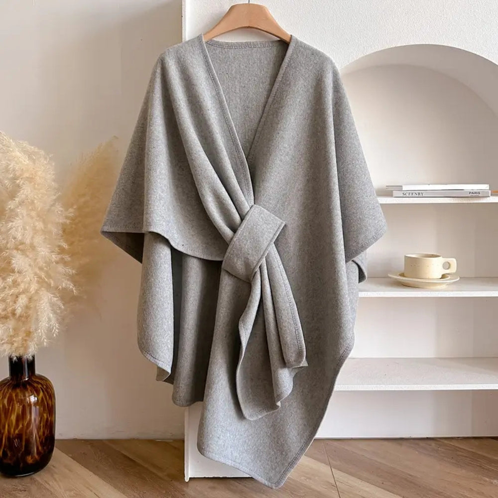 Norielle oversize pončo s páskem světle hnědé