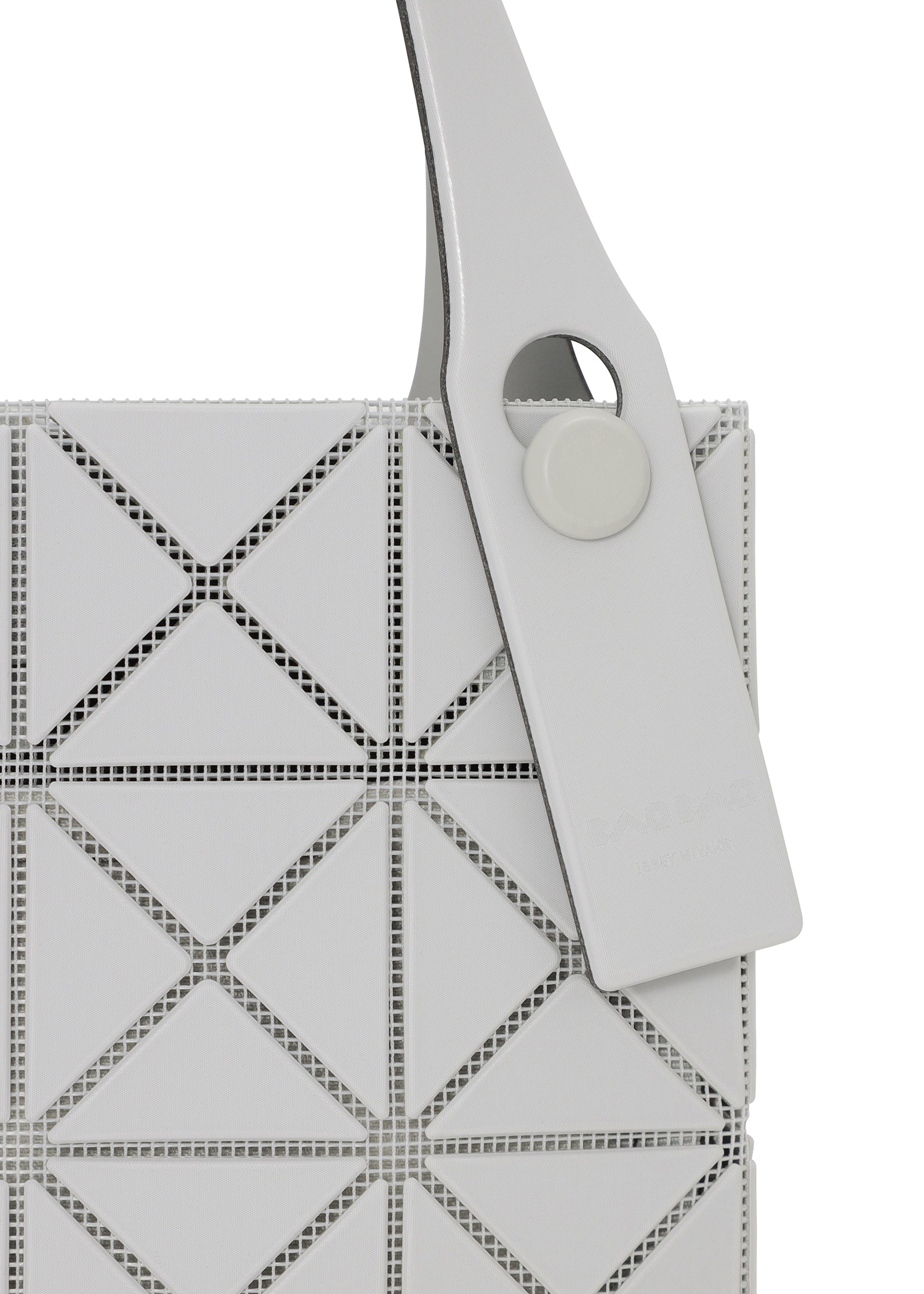 Issey Miyake Prism Plus tote light gray mini trojúhelníky