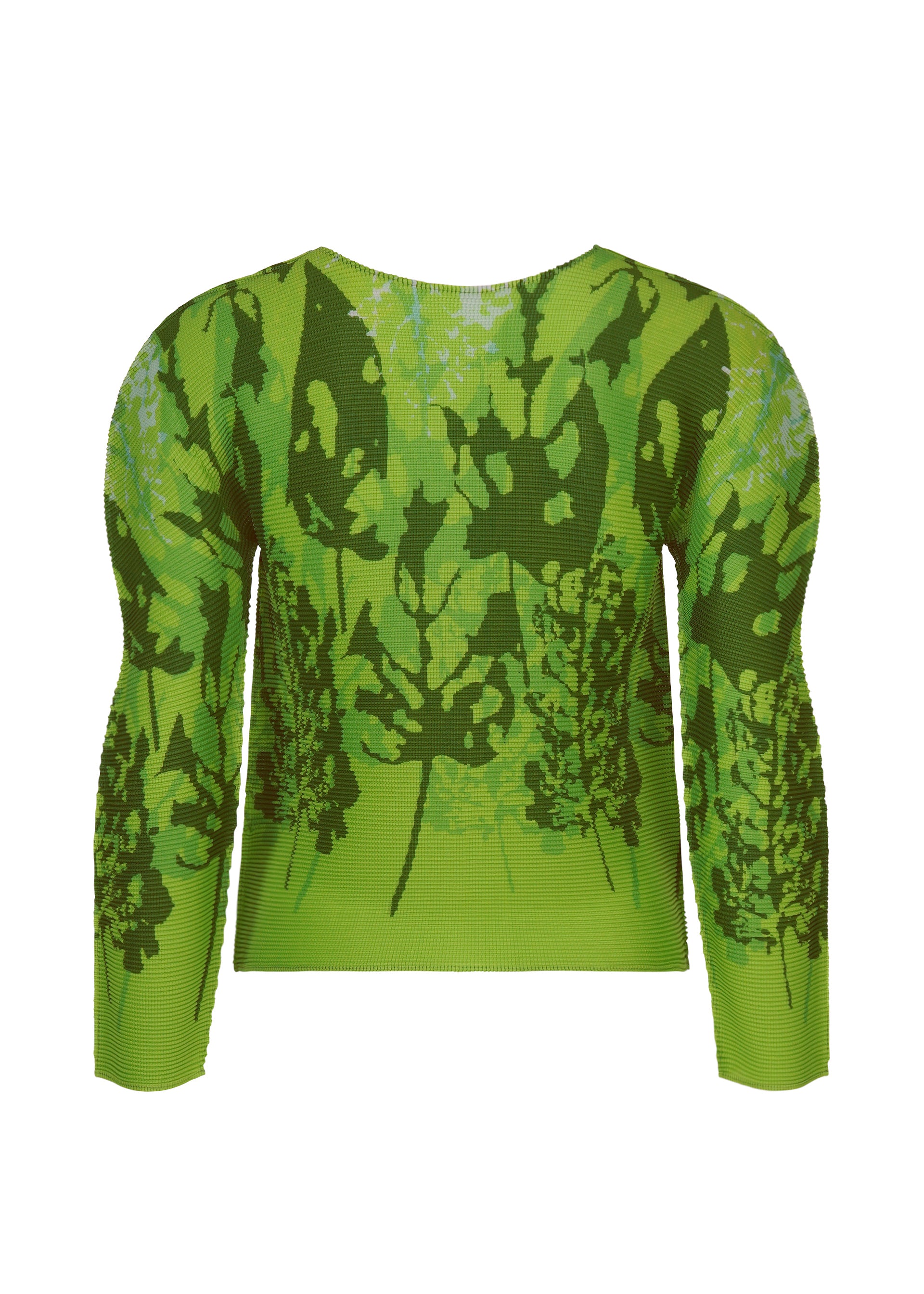 Issey Miyake Leaf strečový top hnědý s potiskem listí