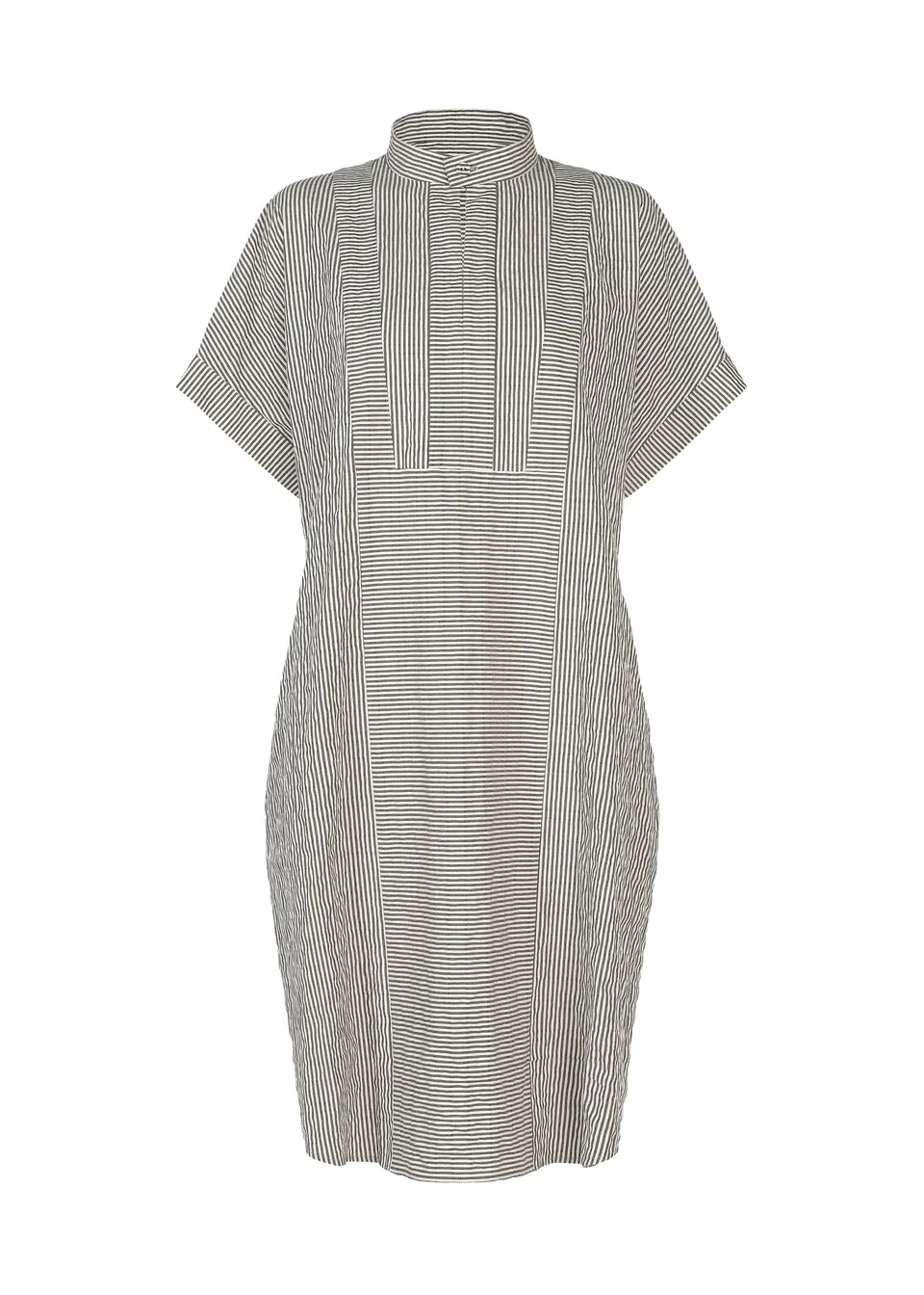 Issey Miyake Ripple Stripe tunika bílá bavlněná