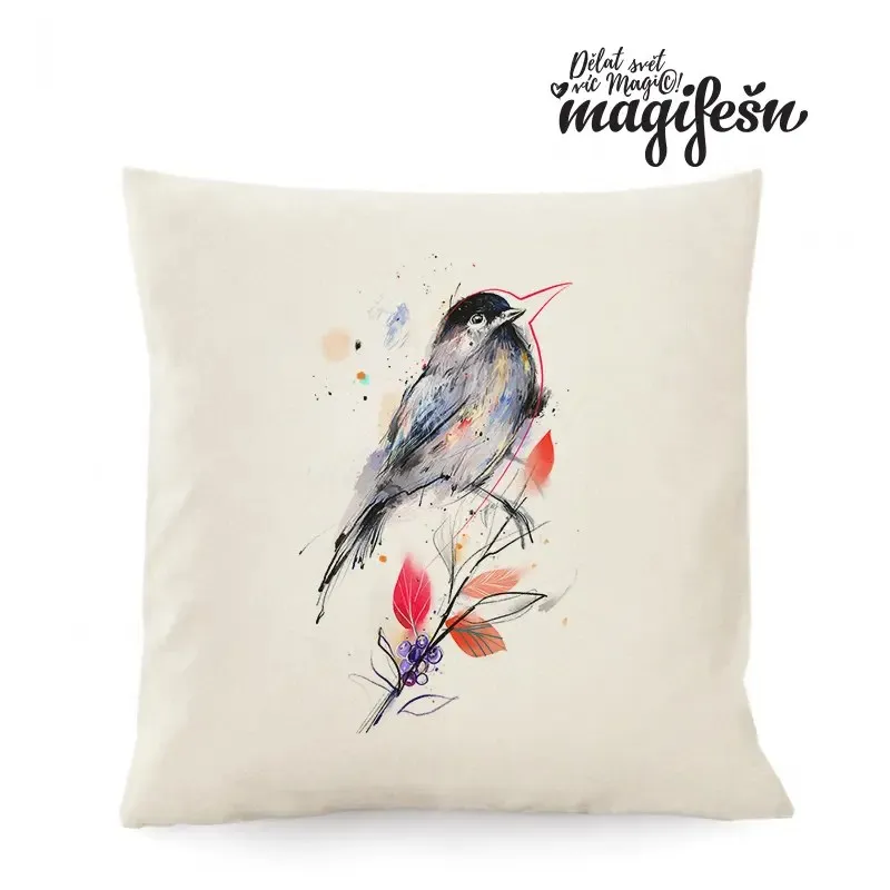 Magifešn Fair Trade polštář Borůvkový ptáček 50x50