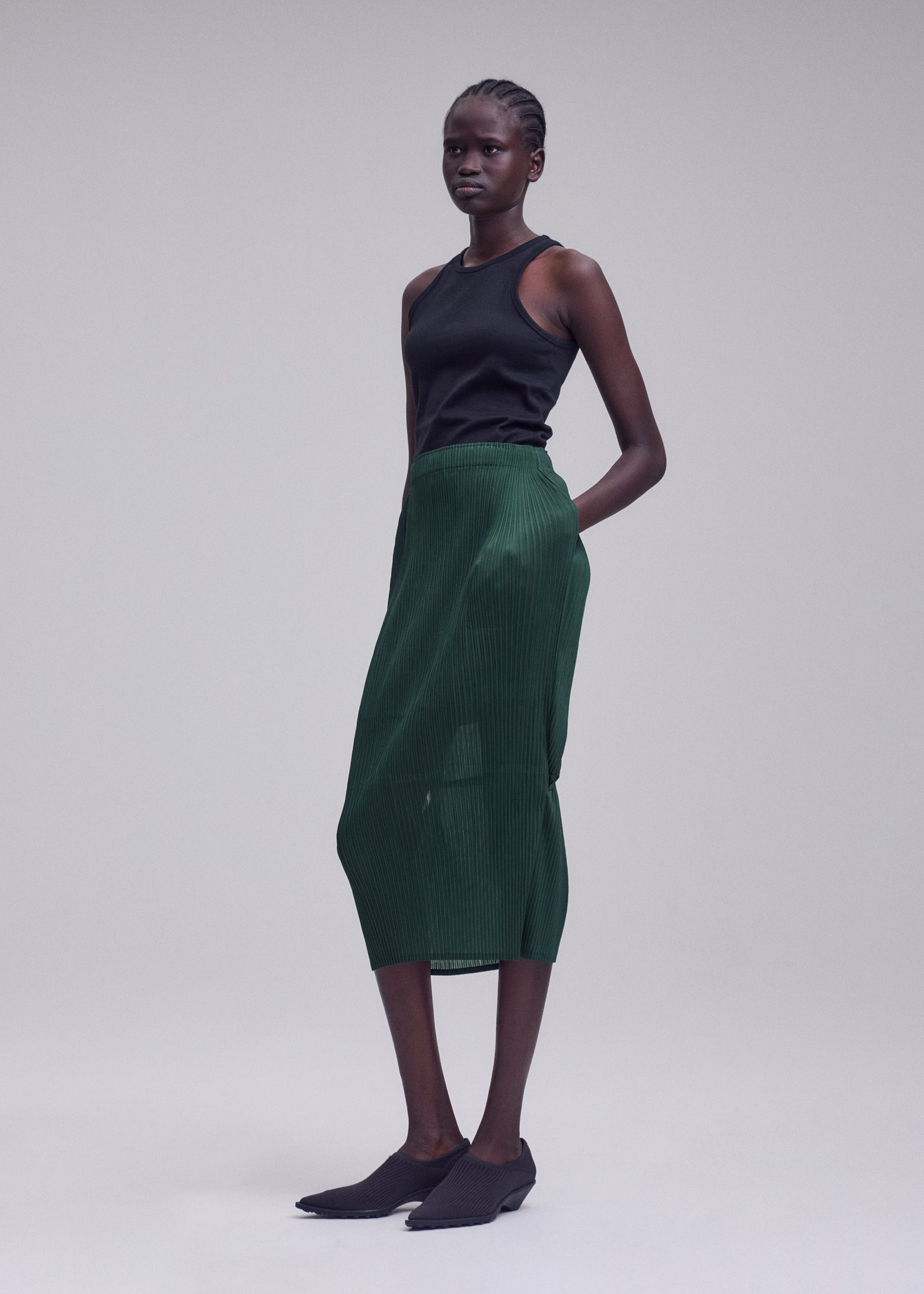 Issey Miyake Sheer Slit Pleats sukně černá vel. 2