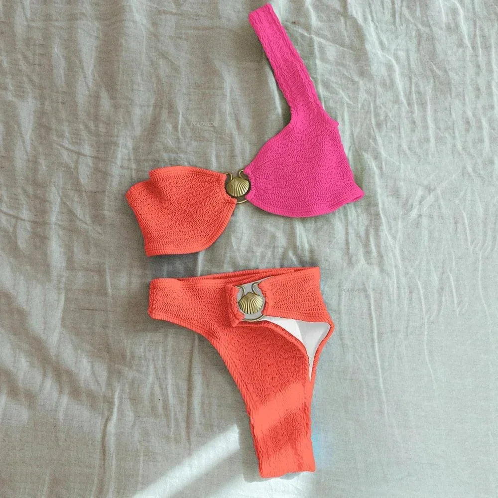 Norielle bikiny růžové asymetrické dvoudílné