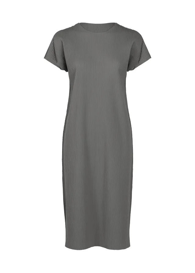 Issey Miyake Fine Knit Pleats šaty šedé úpletové