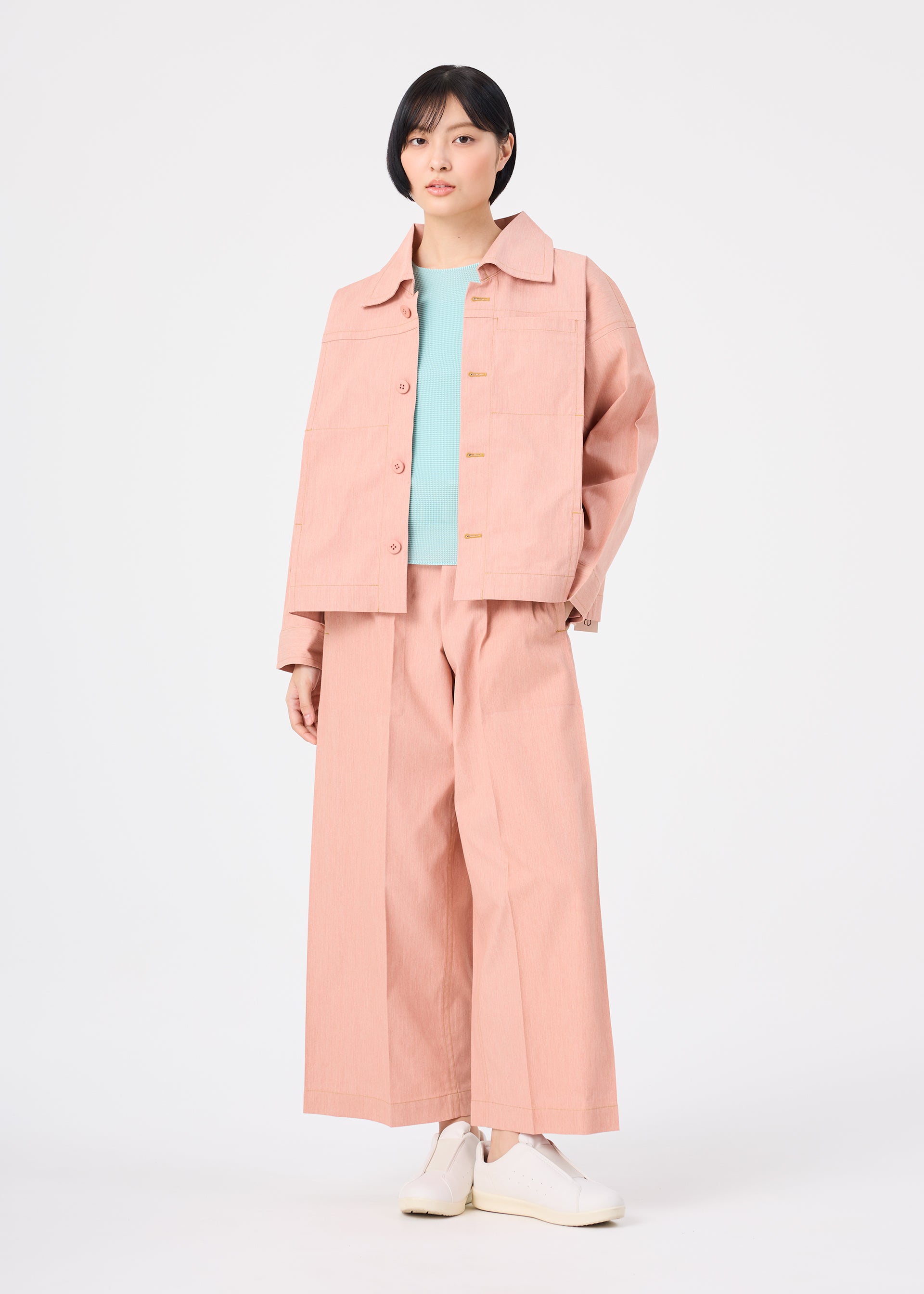 Issey Miyake Flat Denim Seasonal bunda lososová