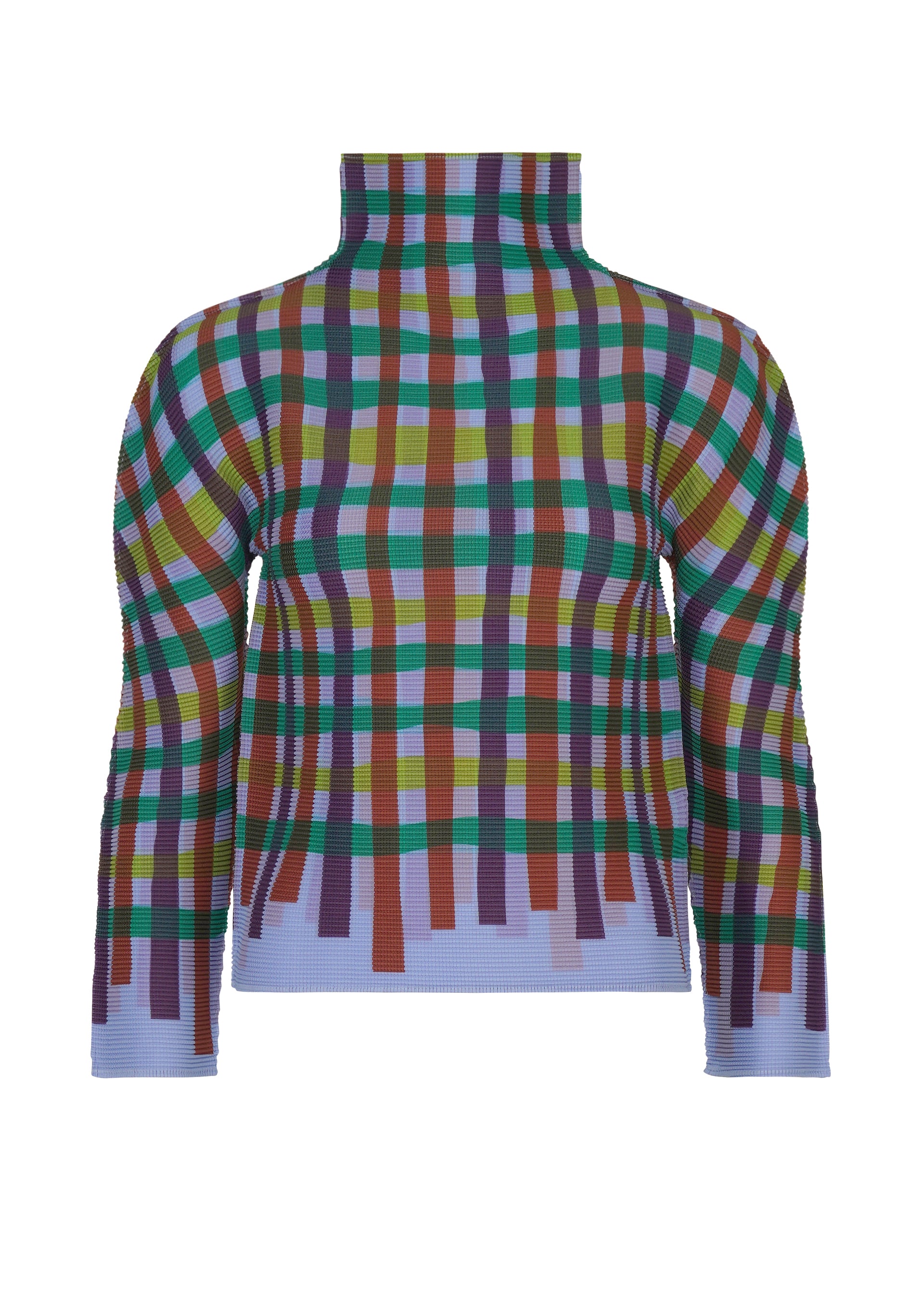 Issey Miyake Tape Check top pink-hued stretch plisé