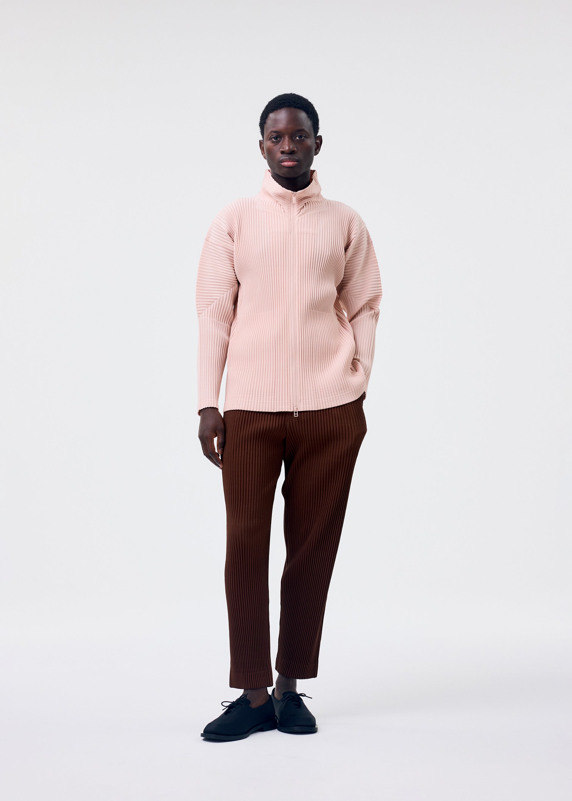 Issey Miyake Color Pleats 2 mikina na zip vínová