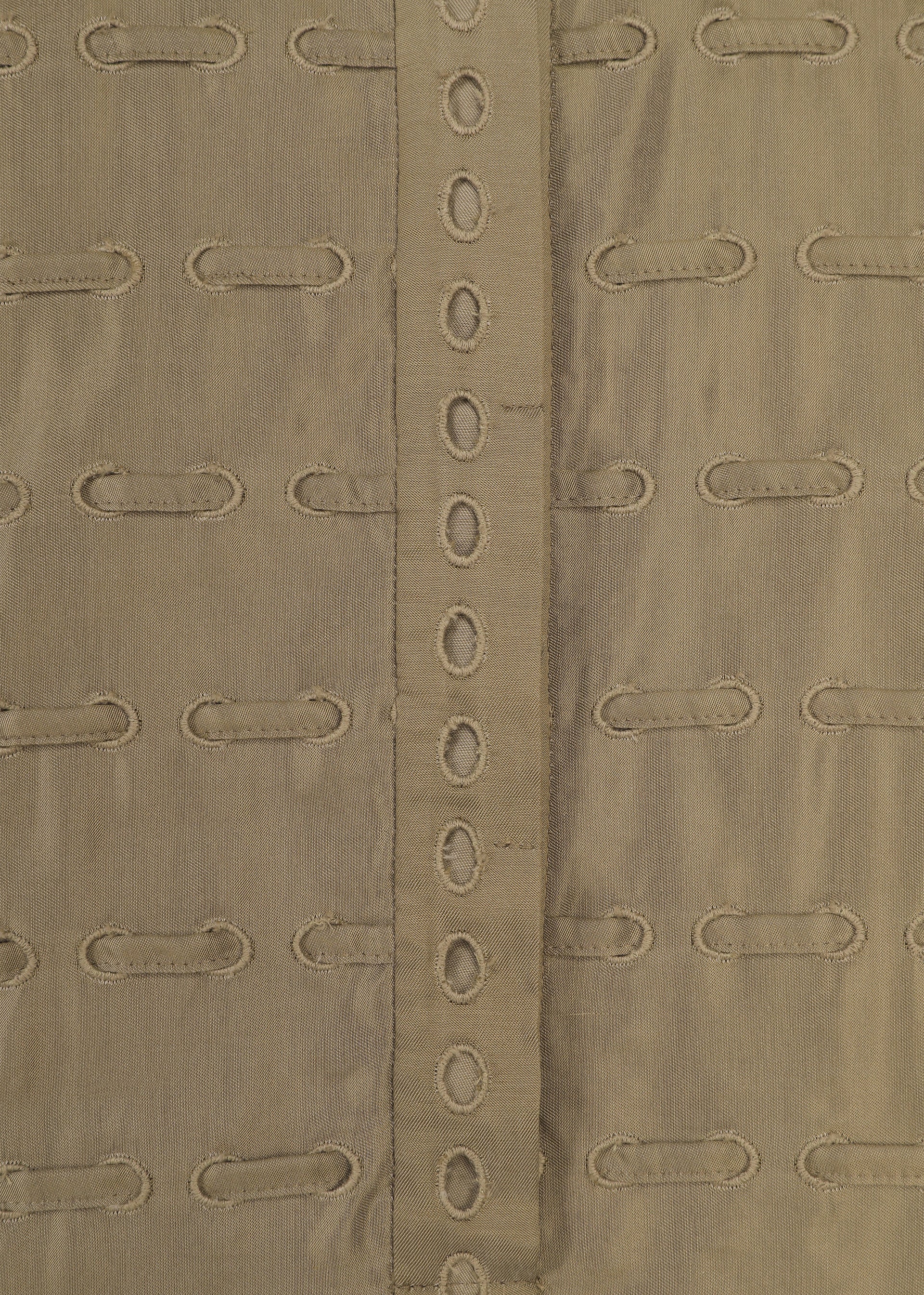 Issey Miyake Hole & Line šaty pončo khaki vel. 2 s výšivkou