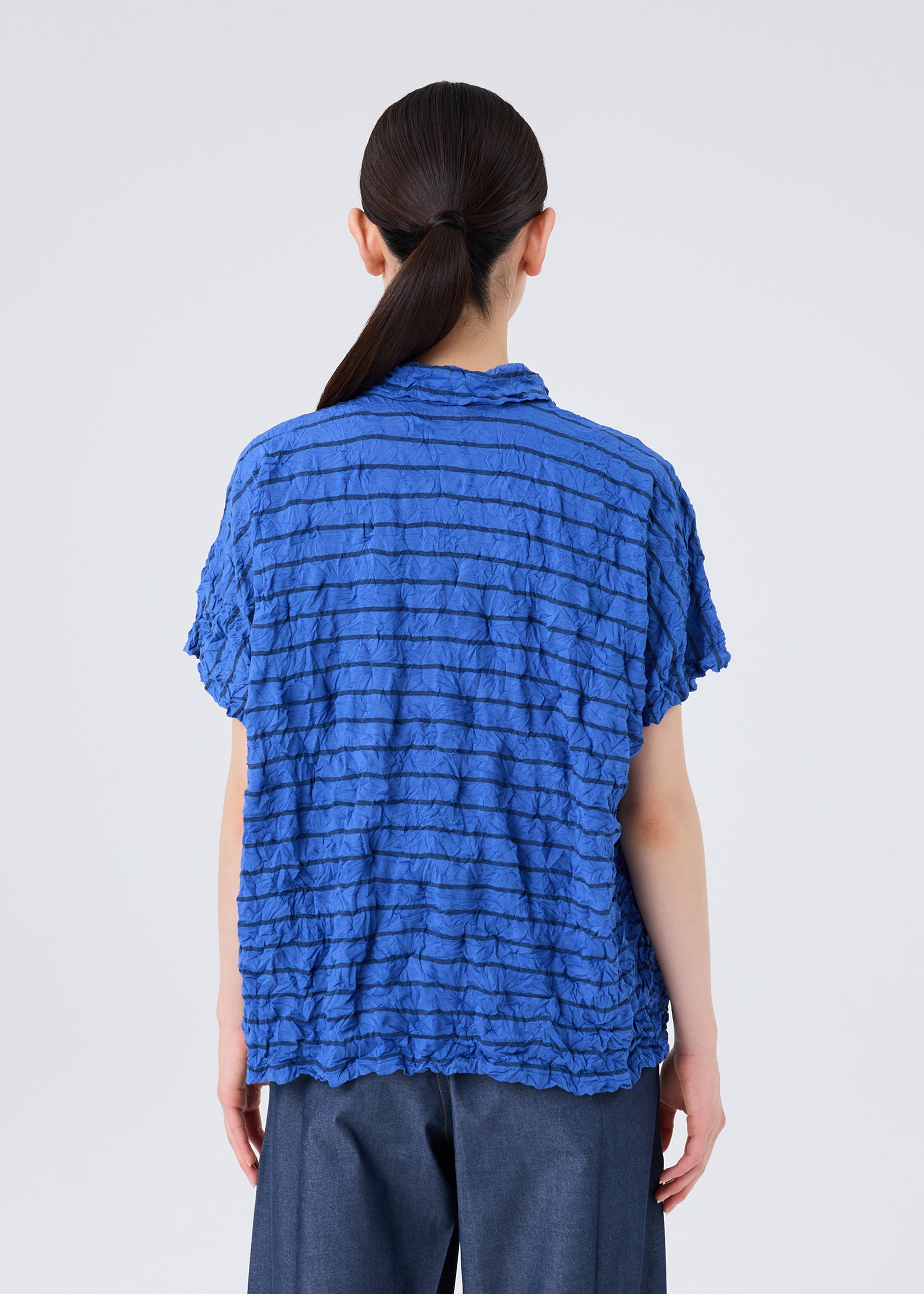 me Issey Miyake Stripe Meringue polokošile šedá