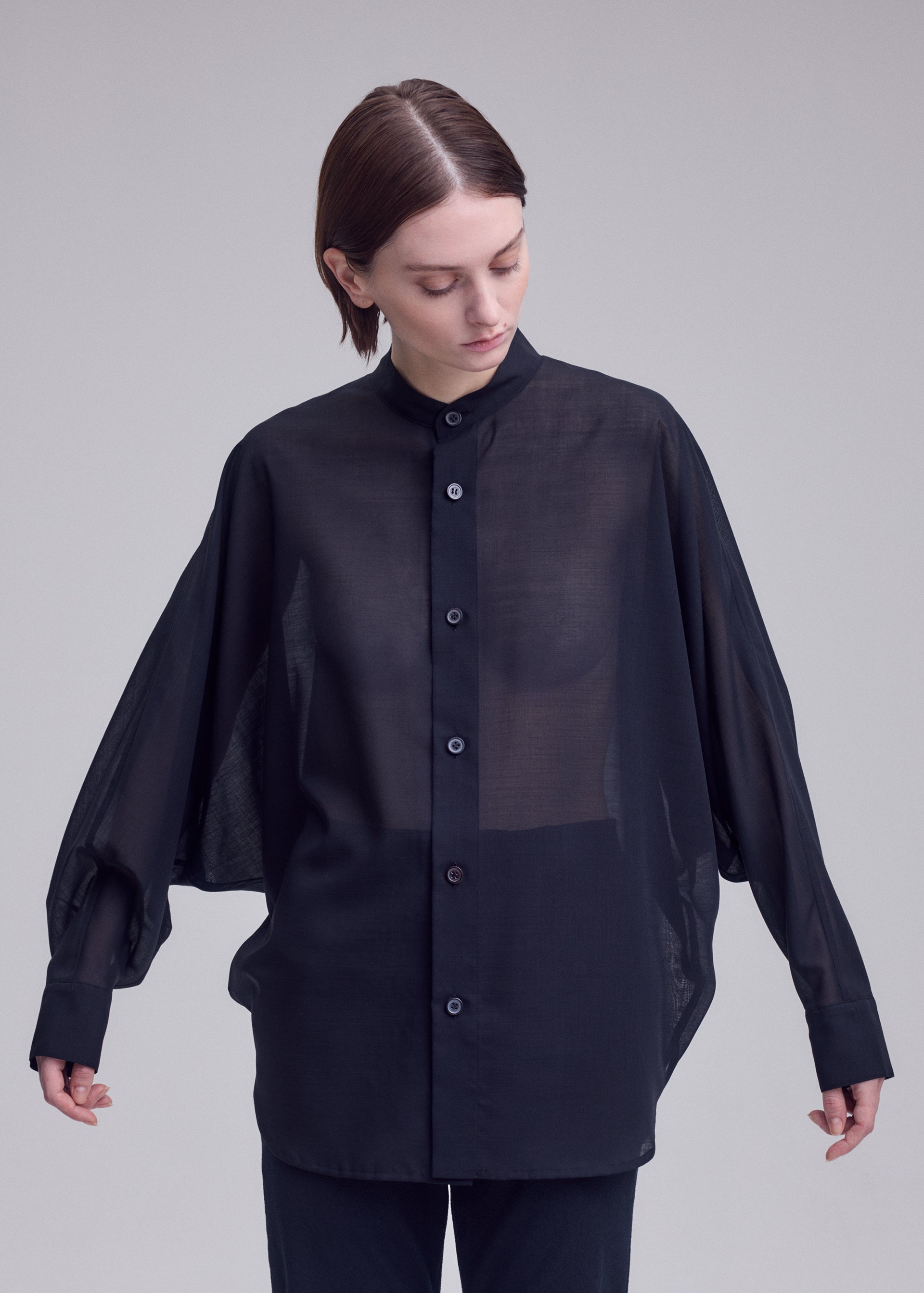 Issey Miyake Sheer Wool košile bílá průsvitná