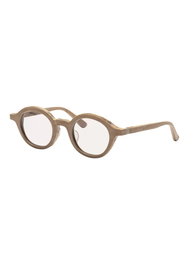 Issey Miyake Eyes Wood-Round sluneční brýle béžová
