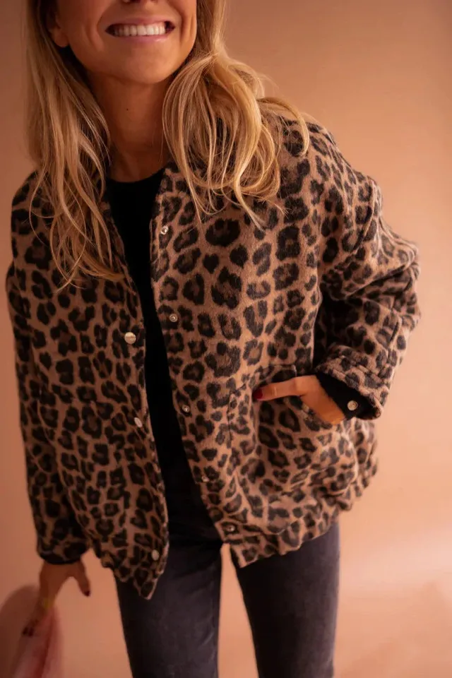 Norielle oversize bomber bunda hnědá leopardí