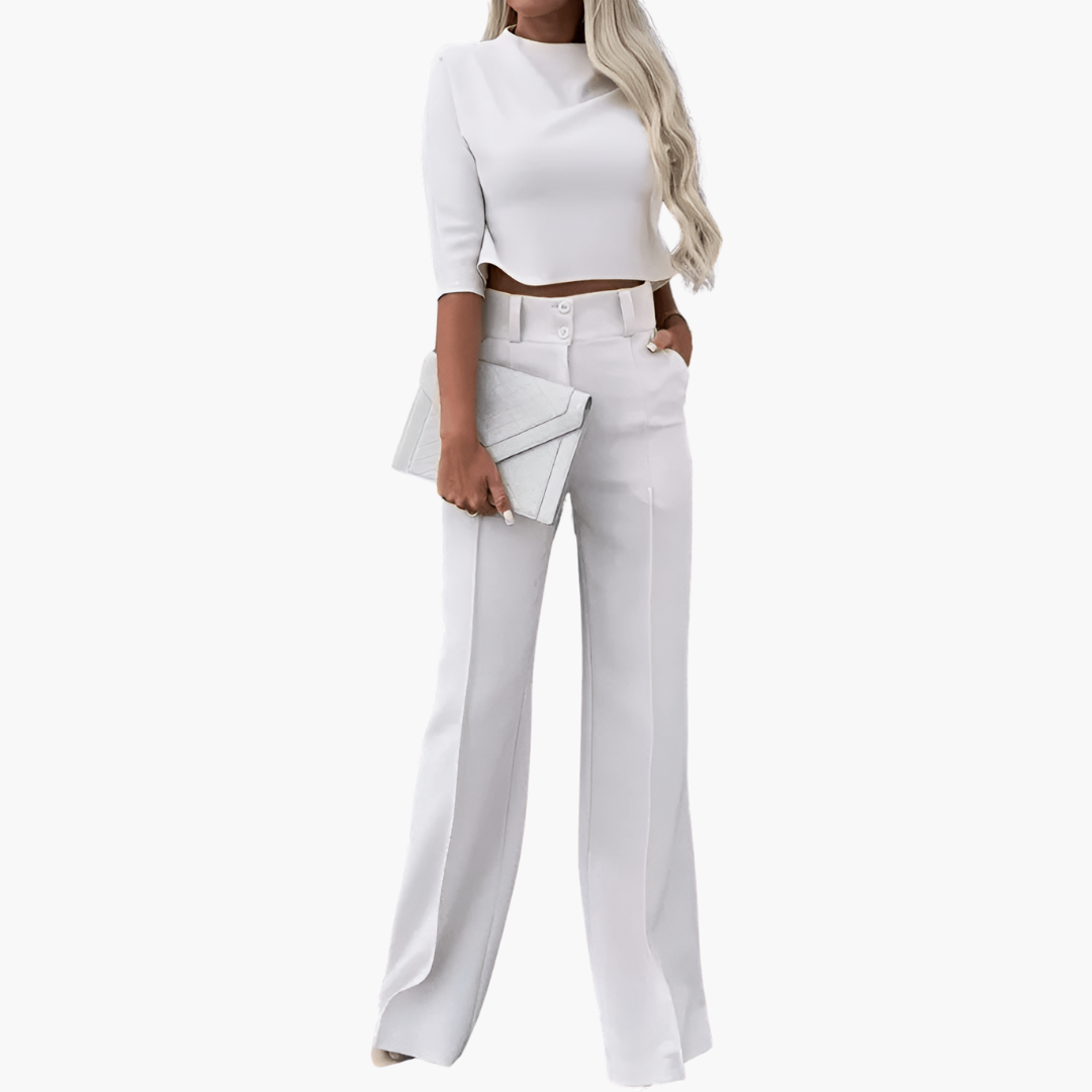 Norielle elegantní souprava kaki top a široké kalhoty