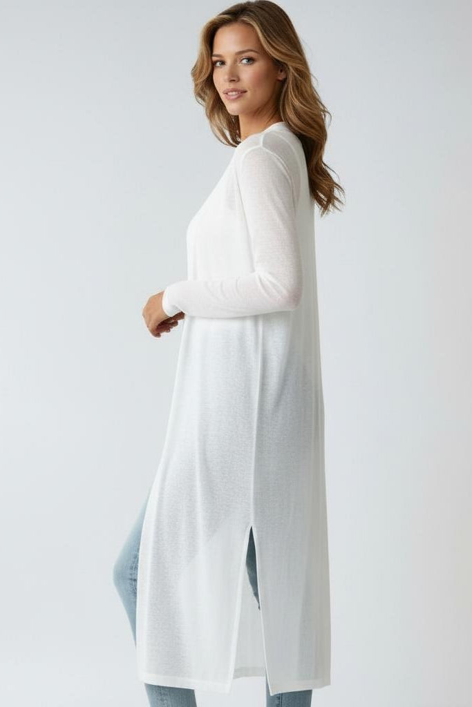 Norielle hnědý dámský dlouhý cardigan bez zapínání