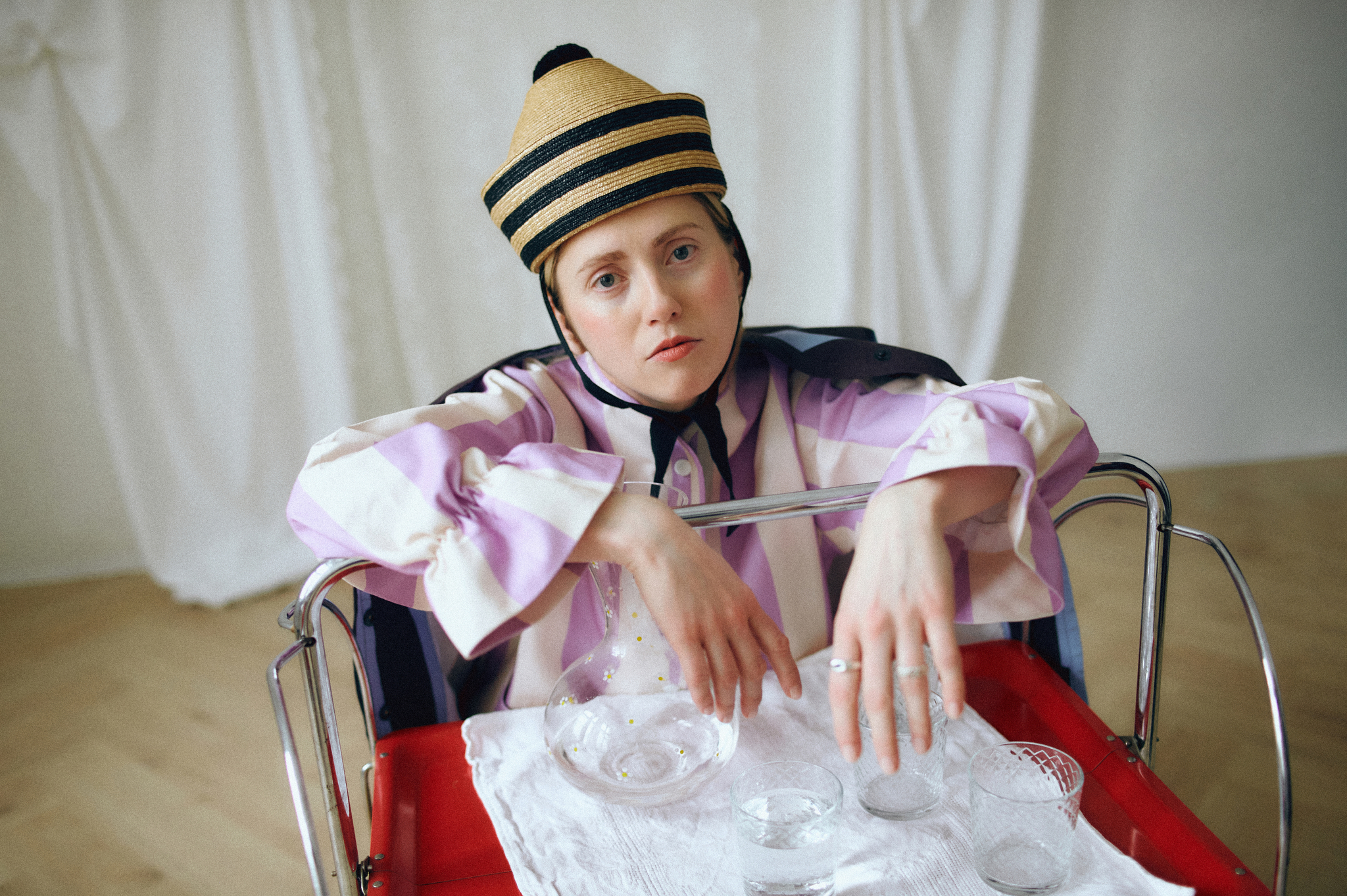 Aurelia & Zwei Frauen Creme Rose Stripes bunda pruhovaná