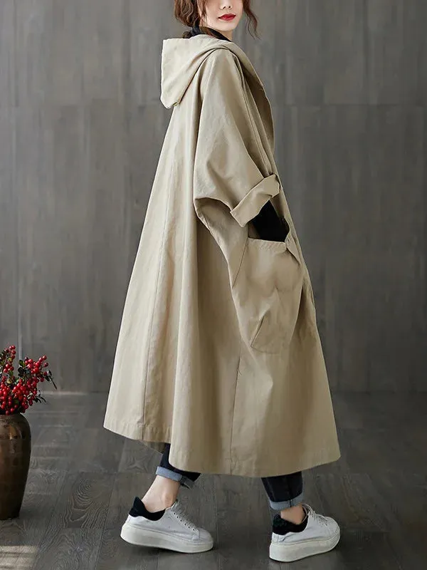 Norielle cape kabát oversize béžový s kapucí