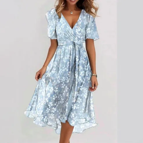 Norielle Floral dámské midi šaty květované modré