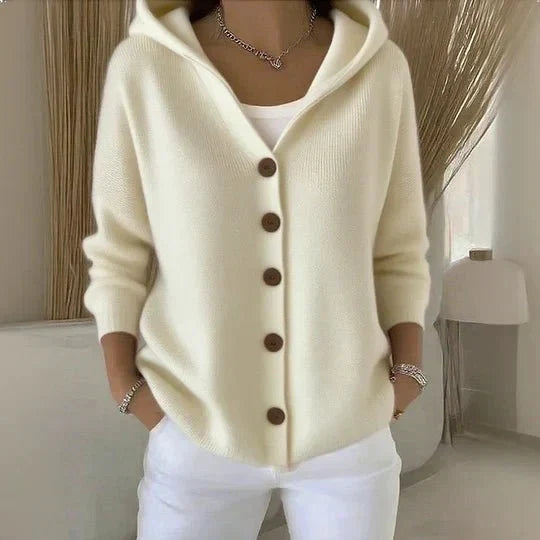 Norielle pletený cardigan s kapucí na knoflíky růžový