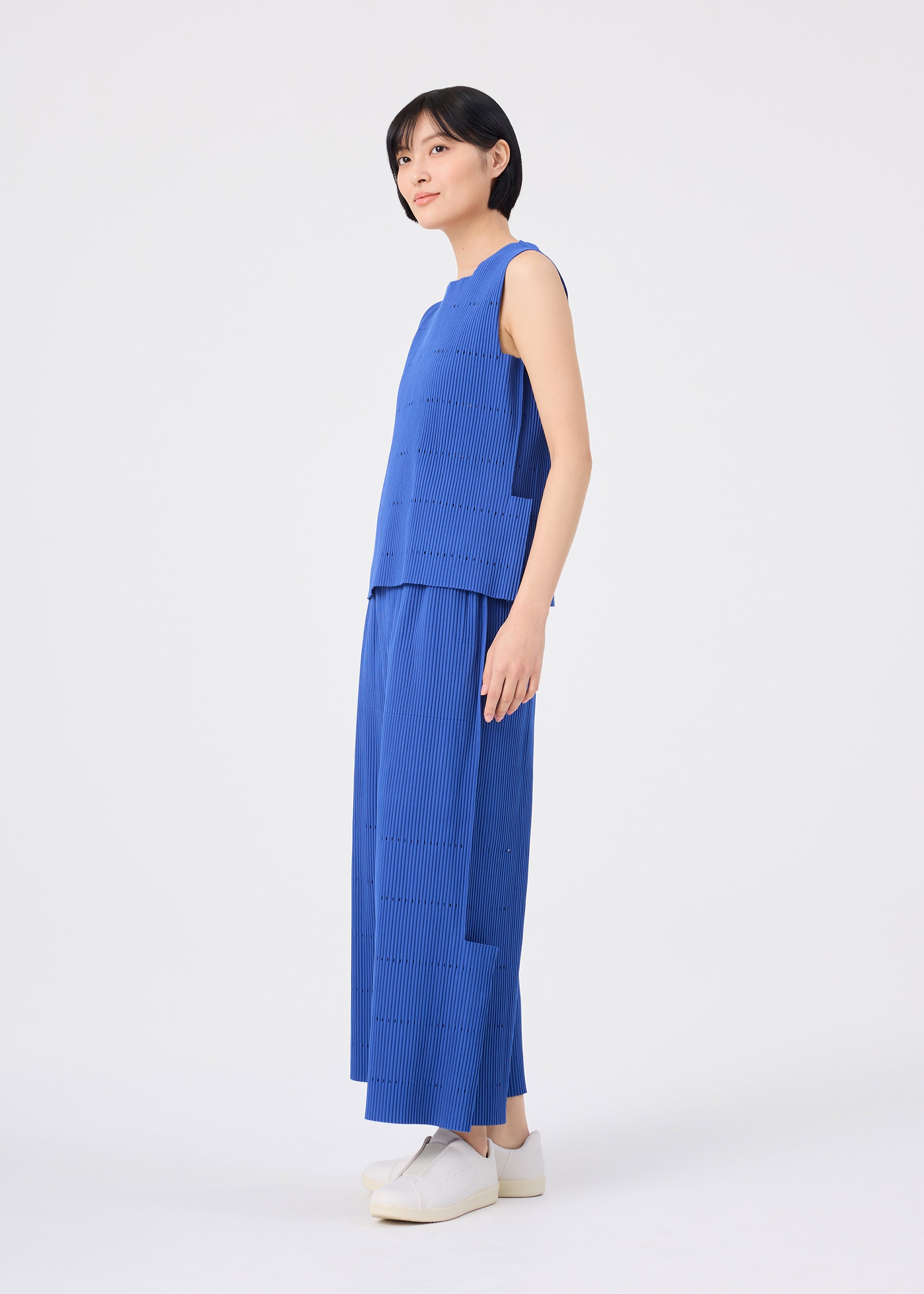 Issey Miyake Fine Knit Pleats Bottom 1 kalhoty Rose Pink široké
