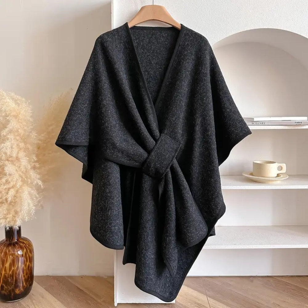 Norielle oversize pončo s páskem světle hnědé