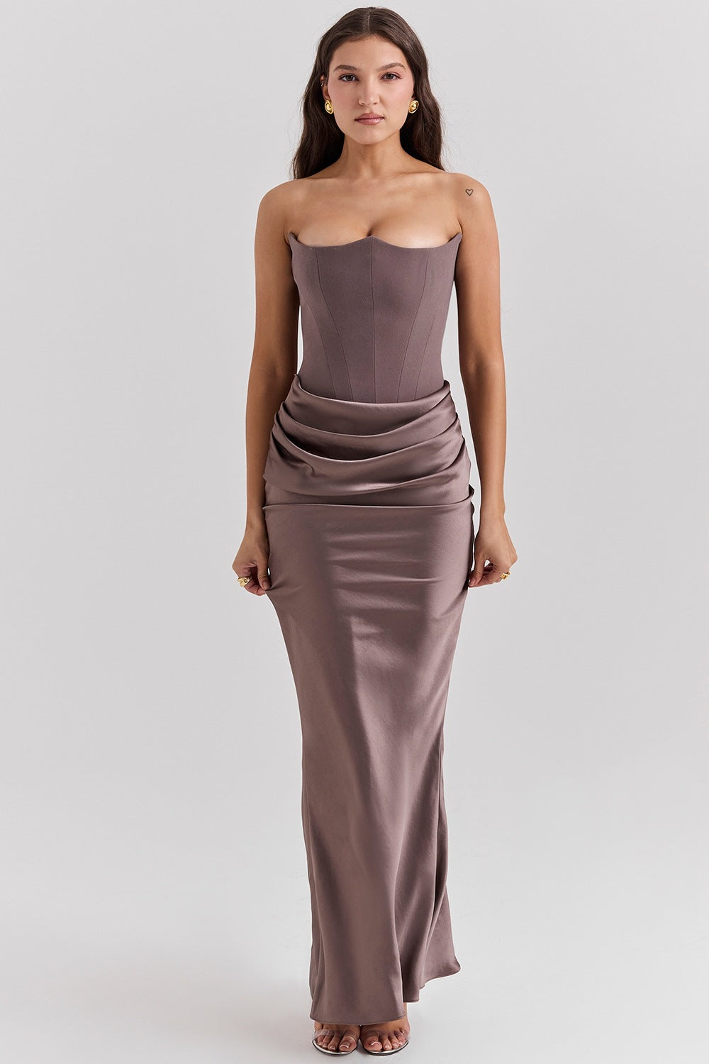 Norielle Elegance saténové bustier šaty černé