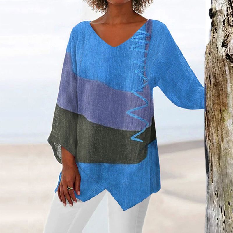 Norielle Patchwork boho tunika s véčkem červená
