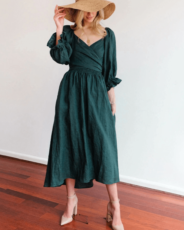Norielle midi šaty s výstřihem do V černé S zavazovací