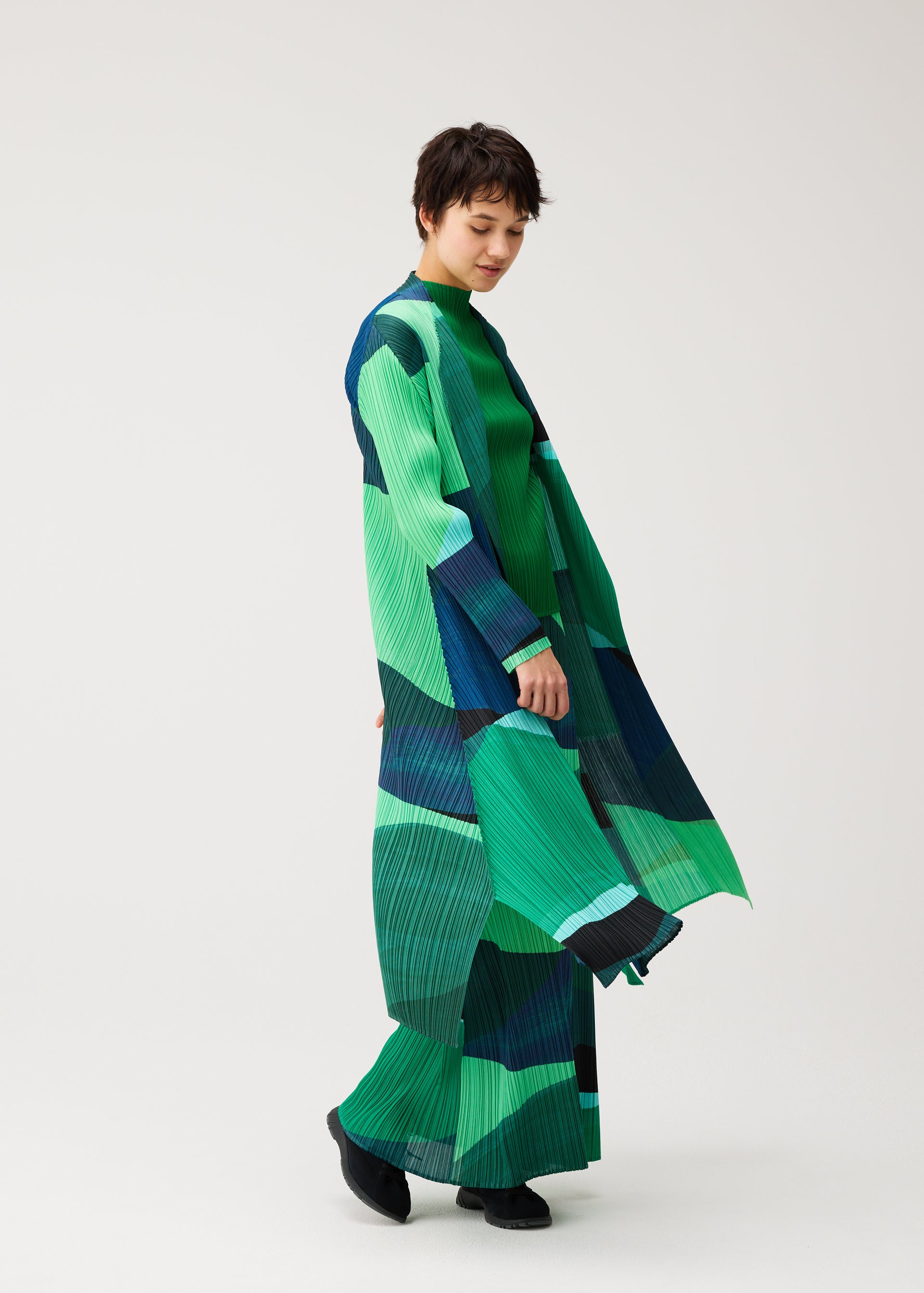 Issey Miyake Orbit dlouhý kabát žlutá vel. 3