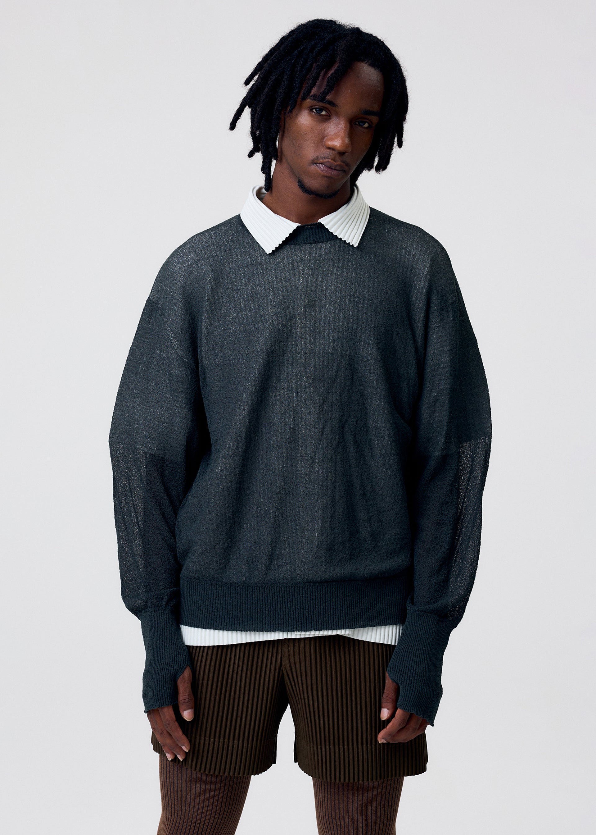 Issey Miyake Knit Unraveled top černý