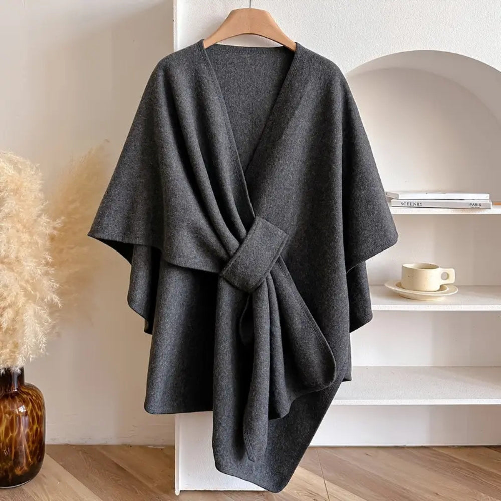 Norielle oversize pončo s páskem světle hnědé