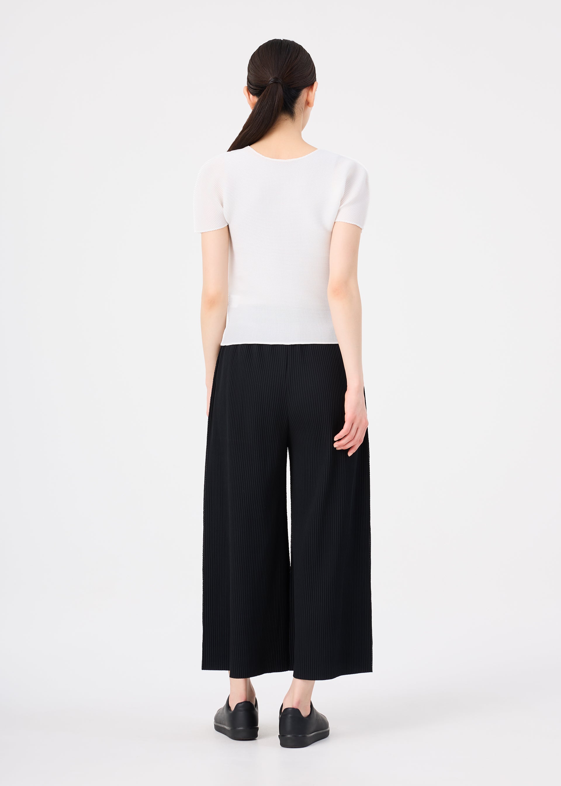 Issey Miyake Fine Knit Pleats kalhoty bílé široké