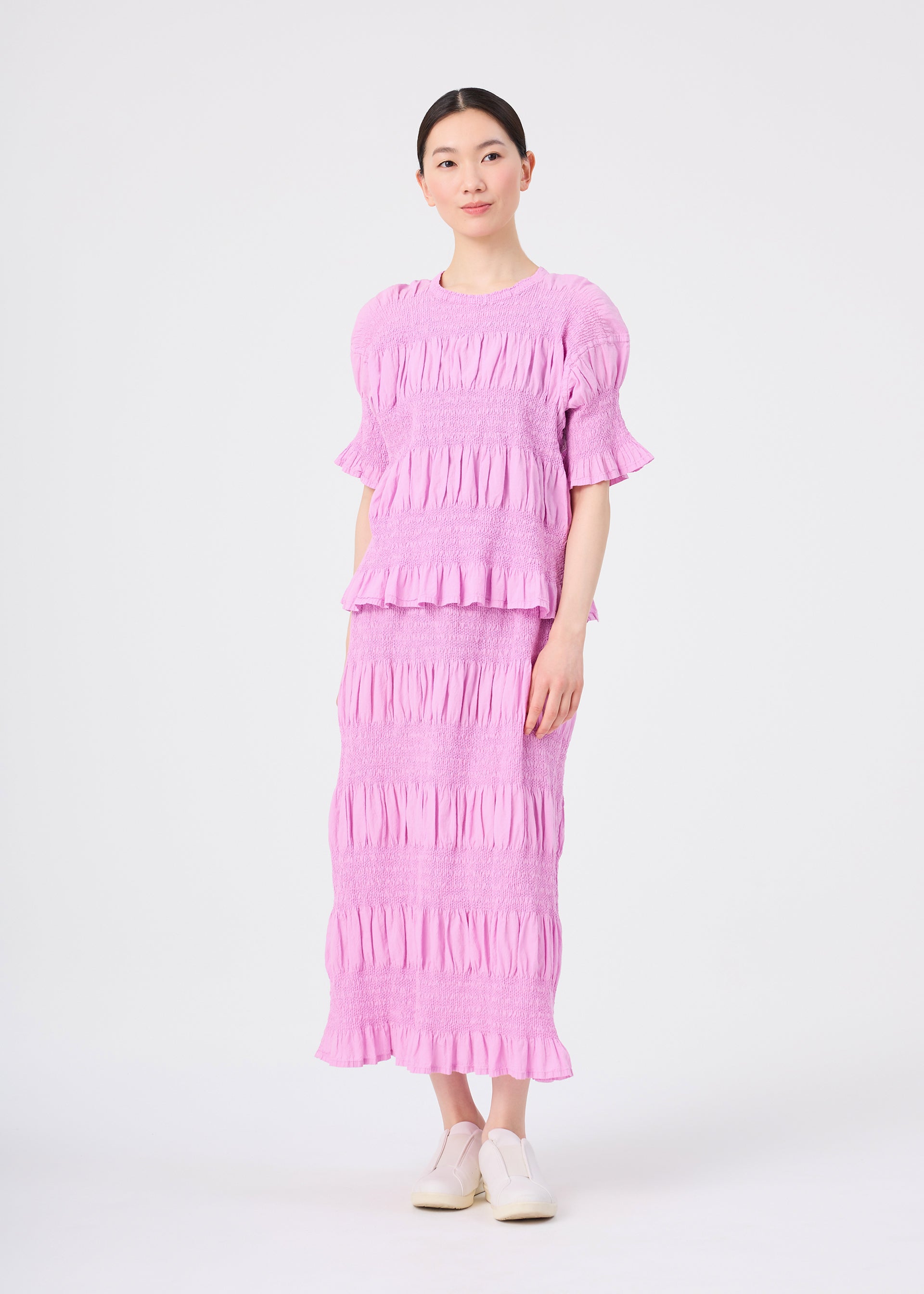 Issey Miyake Shrink Stripe top černý bavlněný