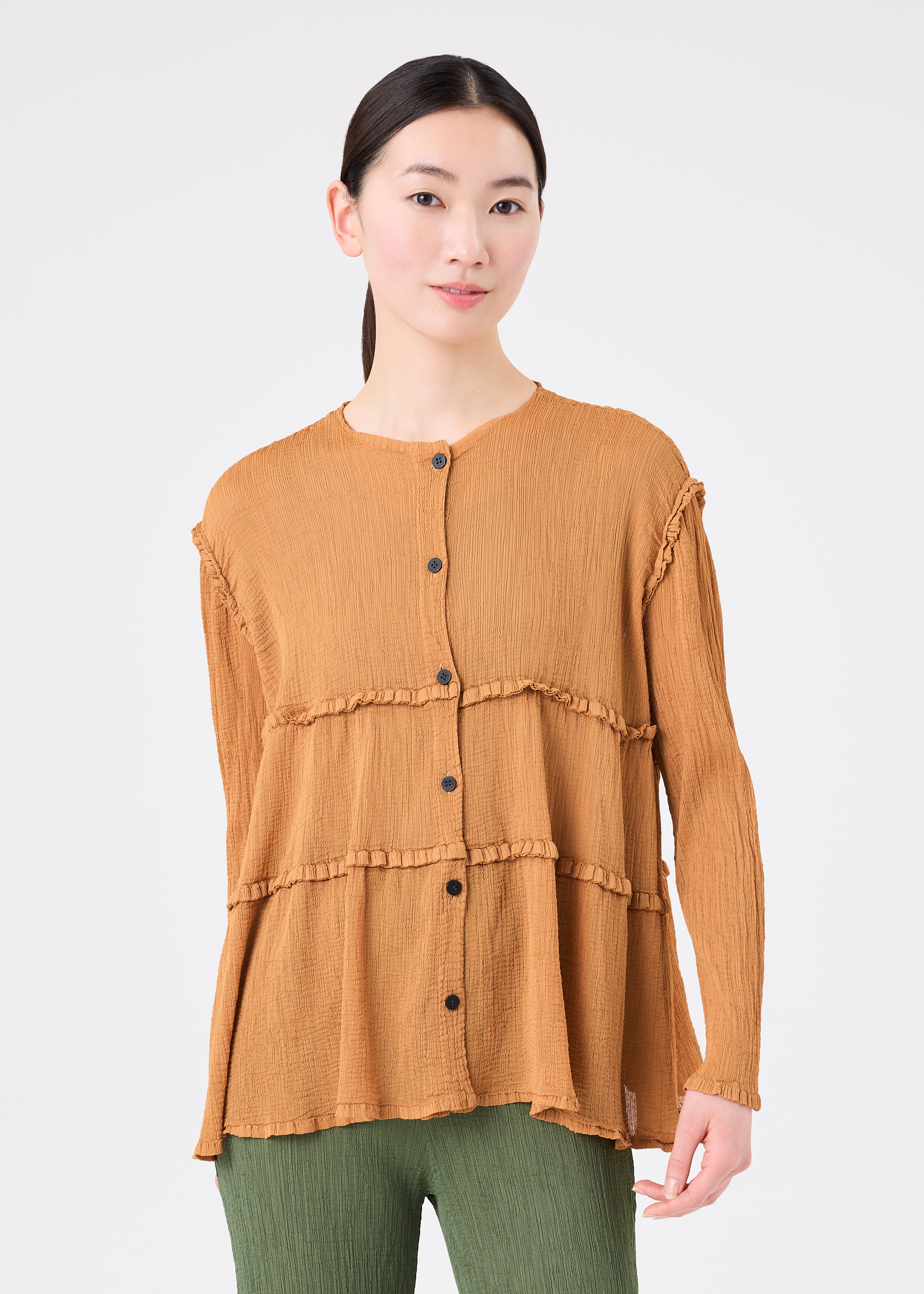 Issey Miyake Flare See-Through Crepe kardigan charcoal krep