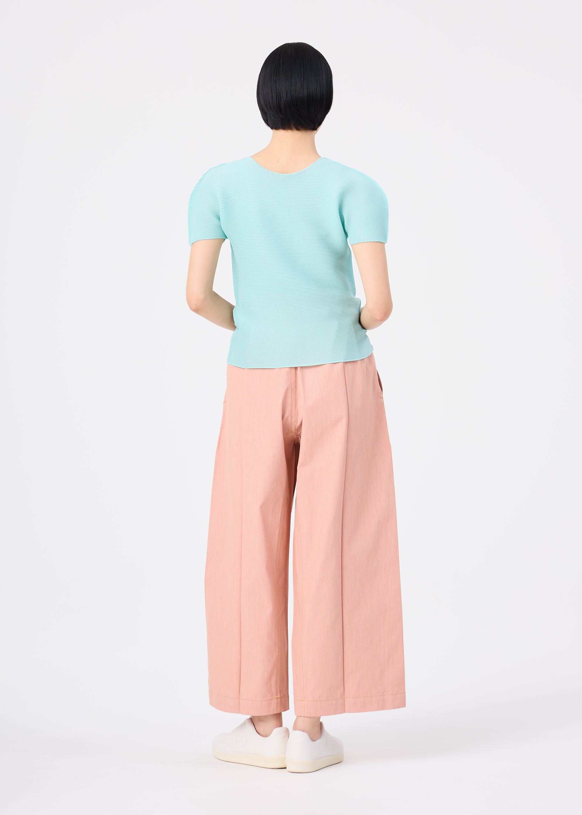 Issey Miyake Flat Denim Seasonal široké kalhoty salmon pink