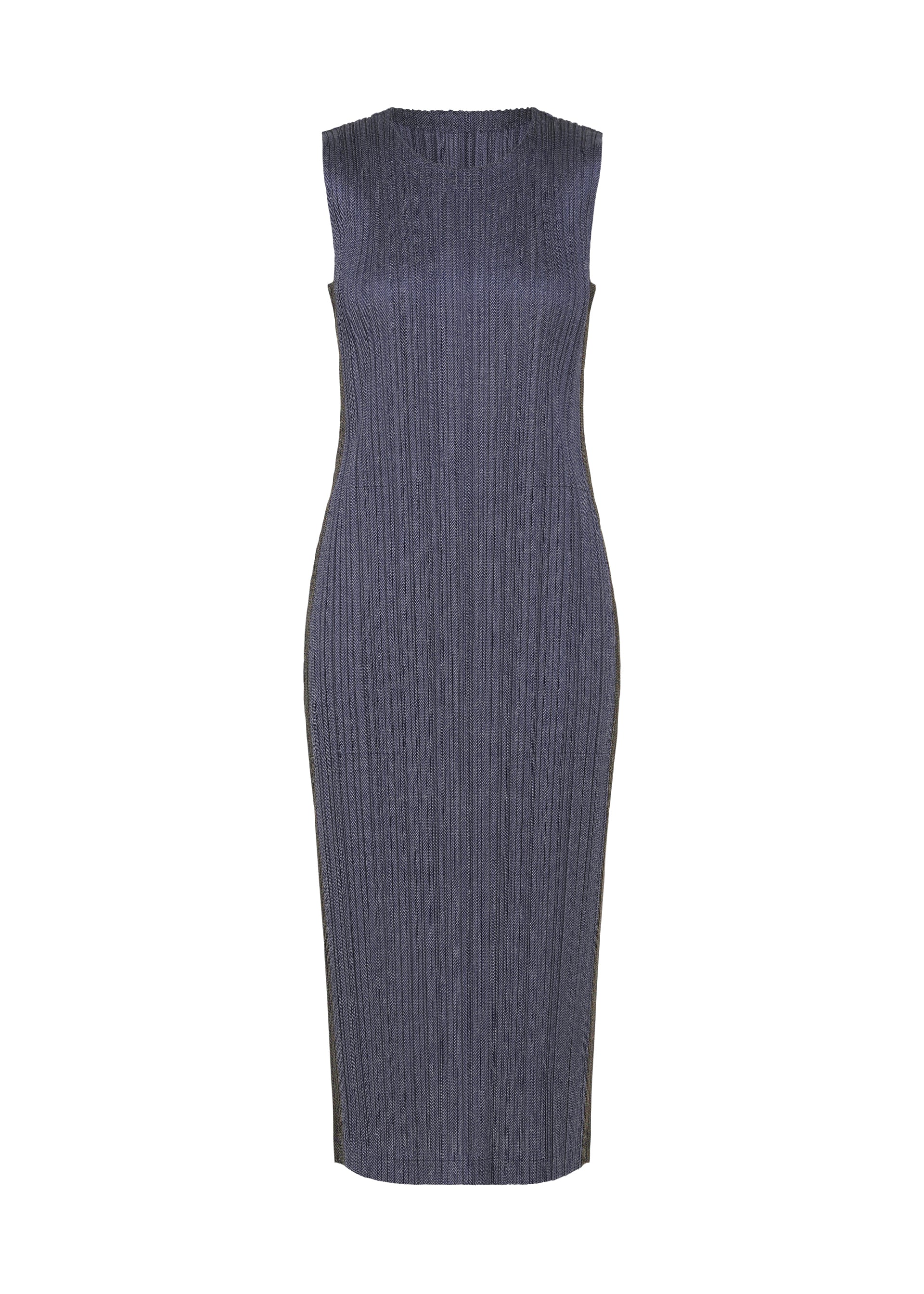 Pleats Please Issey Miyake Cotton Denim šaty tmavě zelené
