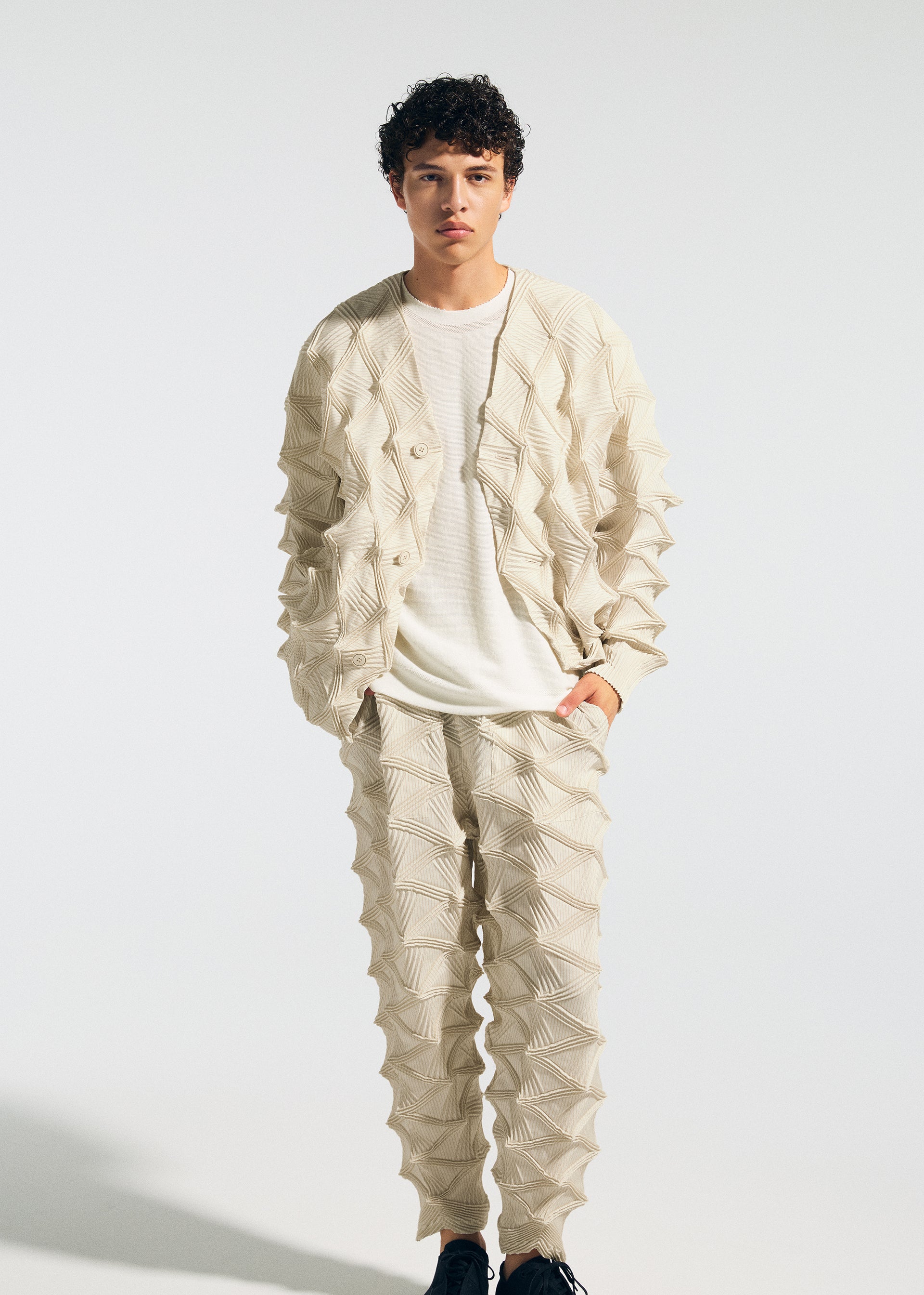 Issey Miyake TYPE-O 023 kalhoty ivory vel. 3 plisované