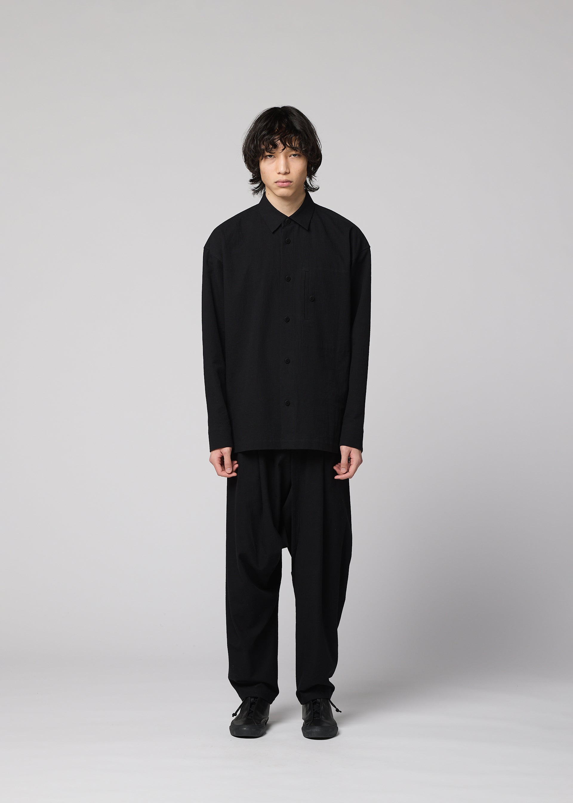 Issey Miyake Cotton Yak košile šedá vlněná