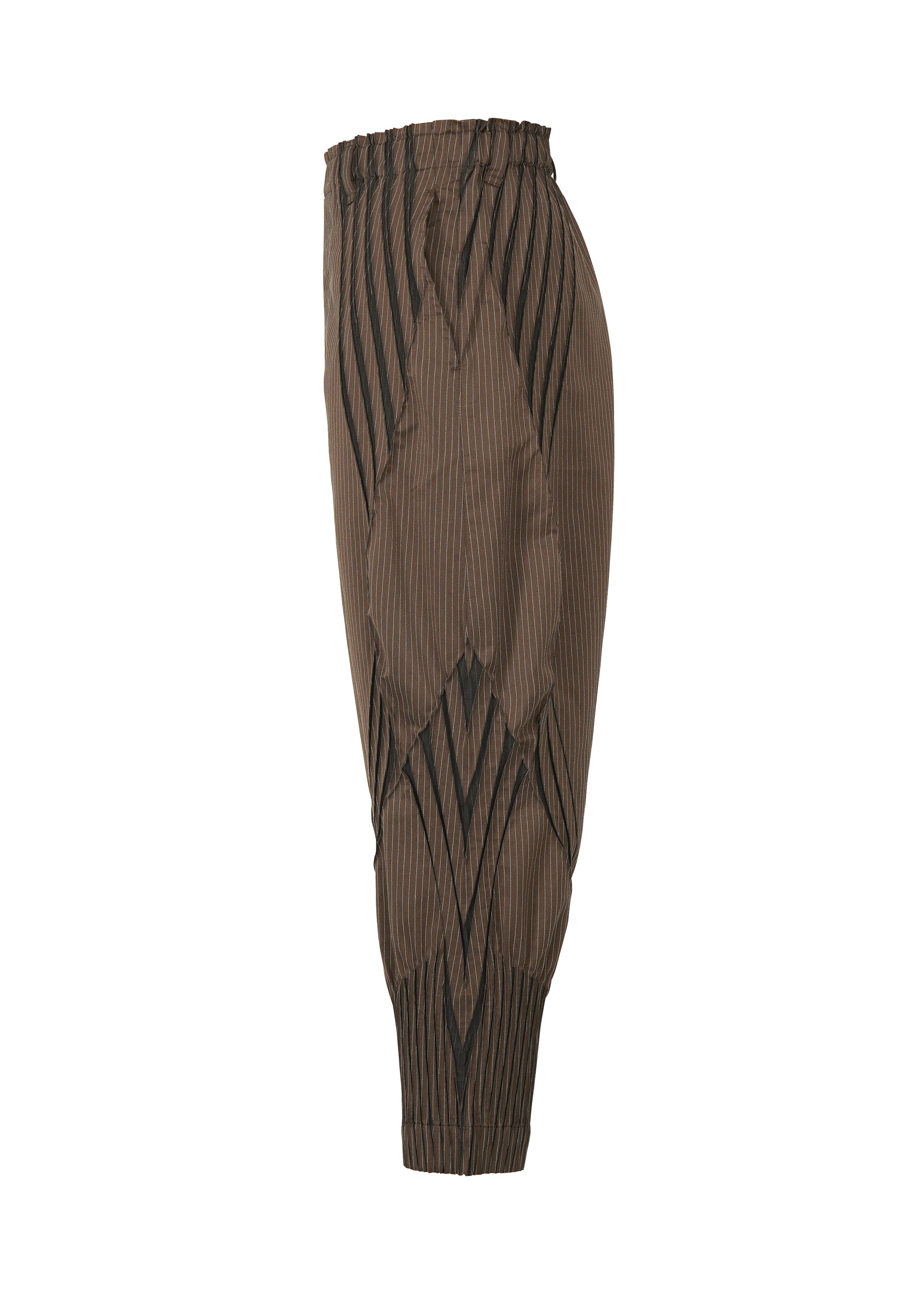 Issey Miyake Type-S 001-3 cropped kalhoty šedé pruhované