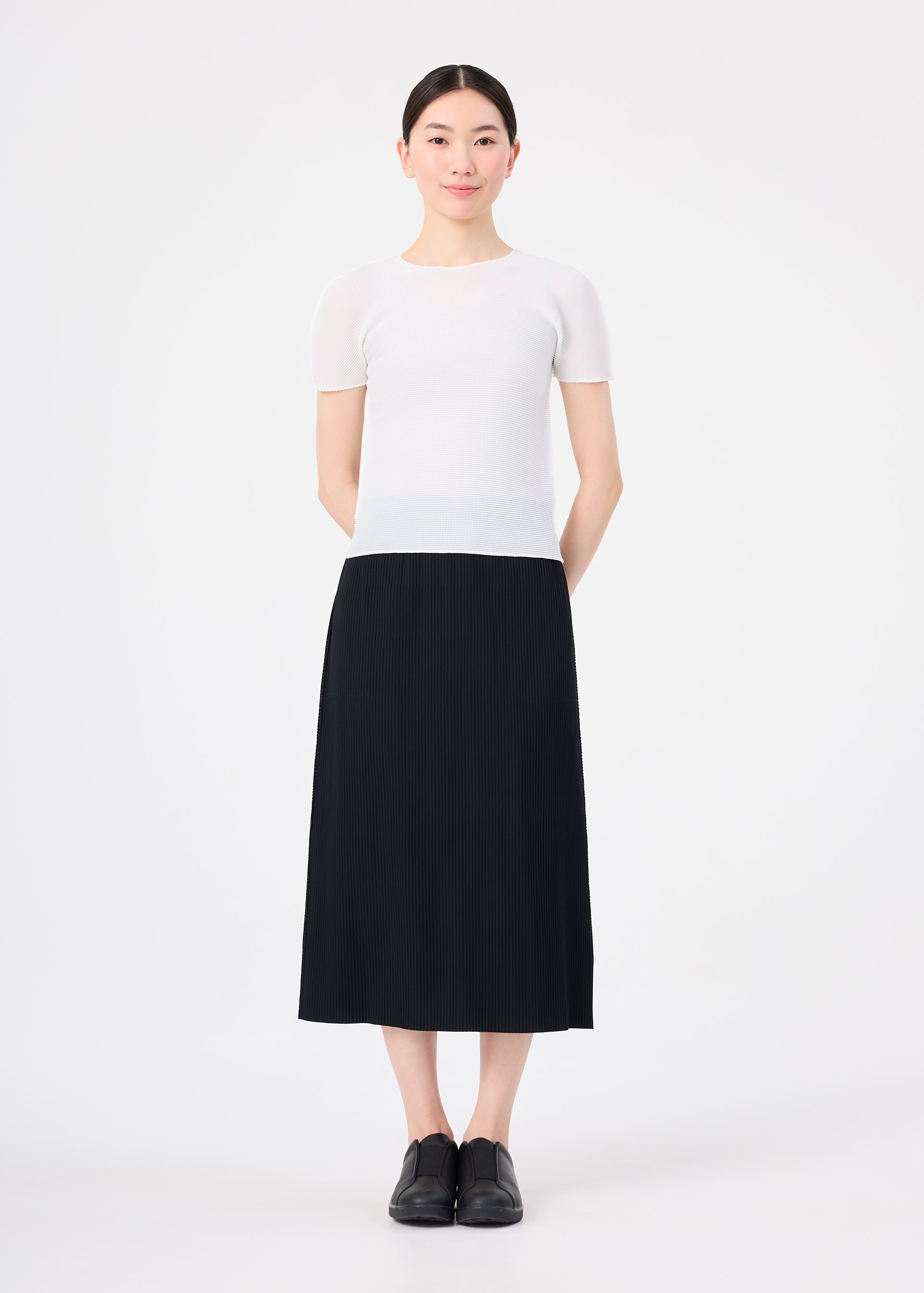 Issey Miyake Fine Knit Pleats sukně bílá lehký úplet
