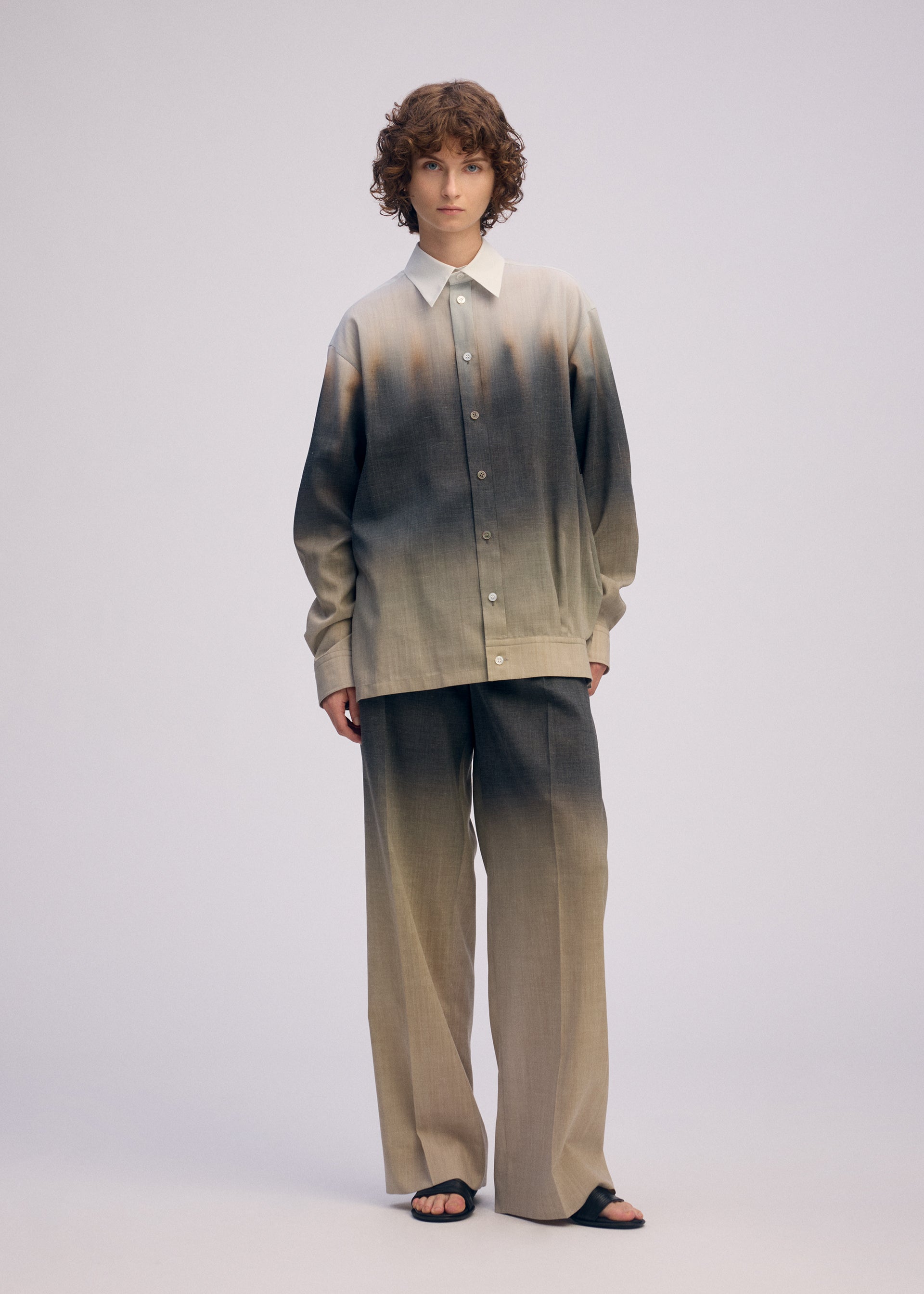 Issey Miyake Plumage vzorovaná košile Chukar ruční tisk