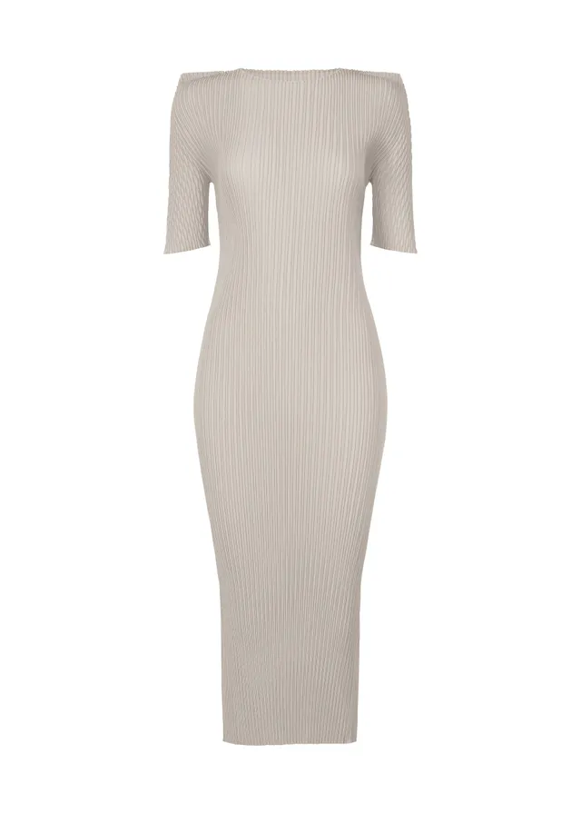Issey Miyake Box Shoulder Pleats šaty světle šedá vel. 2 plisované