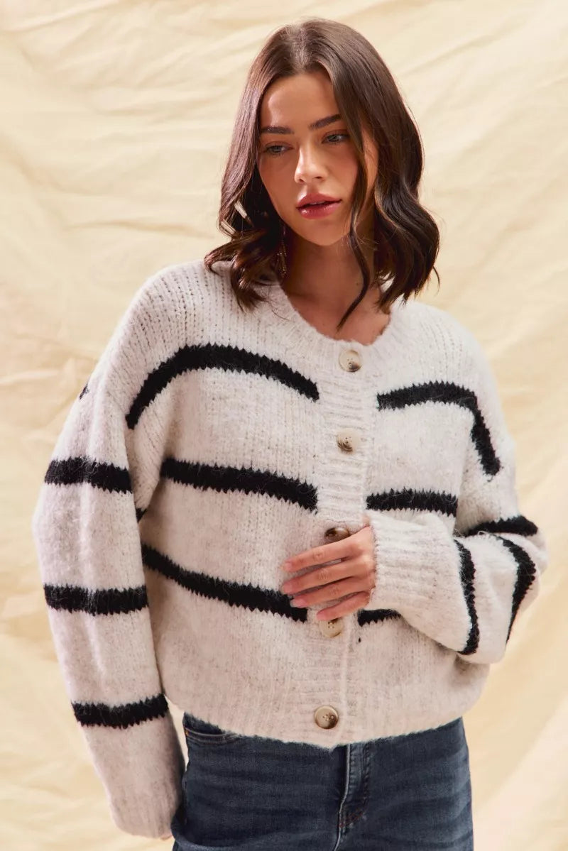 Norielle Rayé cardigan pruhovaný bílý S